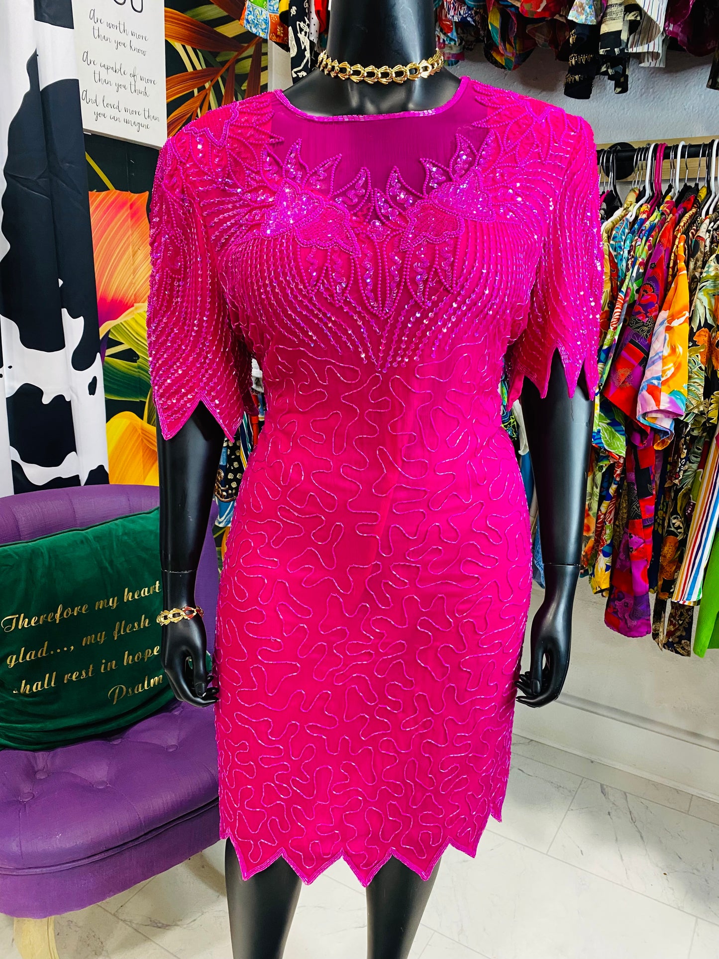 Vintage Pink Sequin Dress