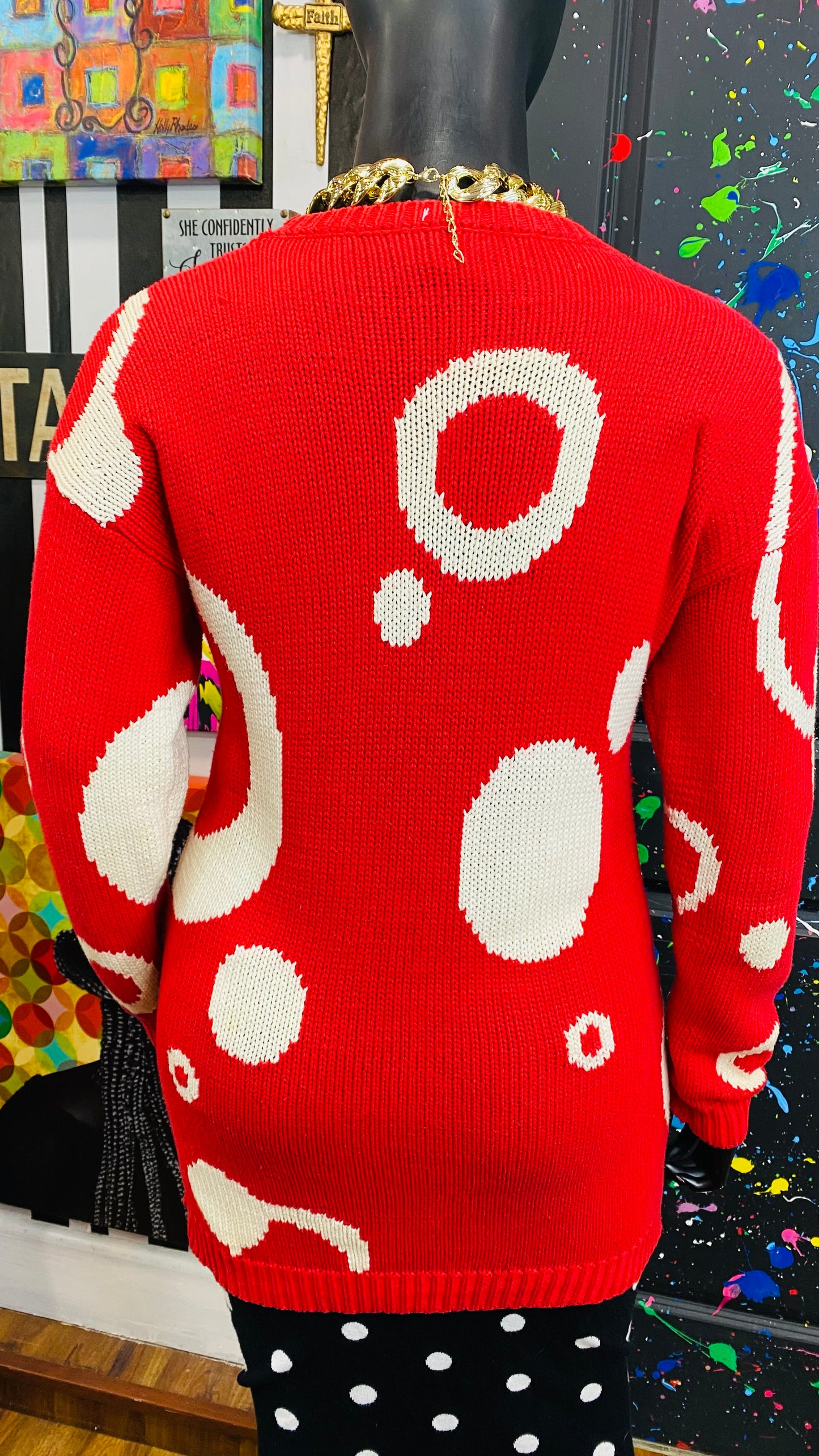 Vintage Red & White Circles Sweater (16)