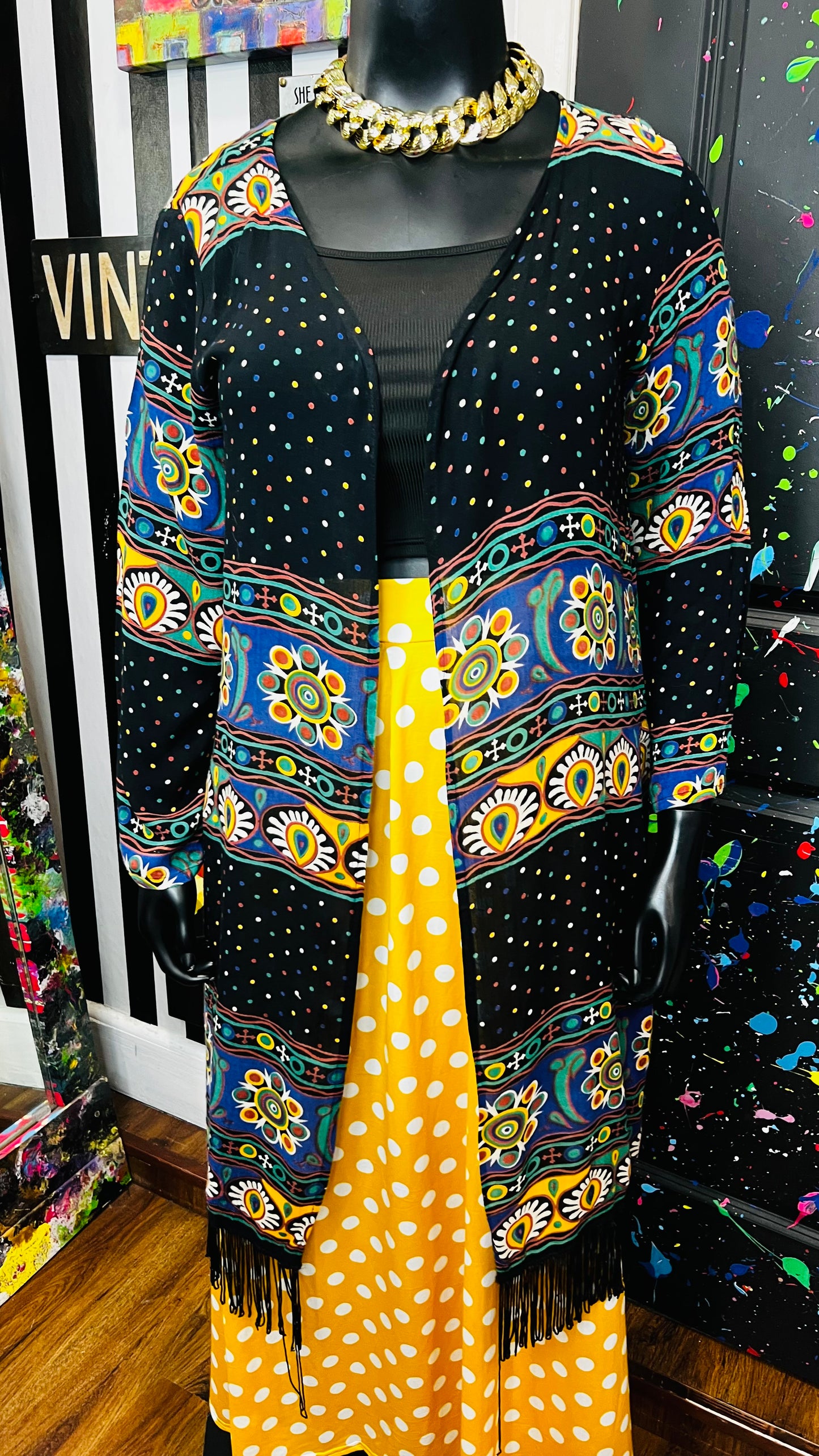 Vintage Abstract Mix Print Duster (12/14)