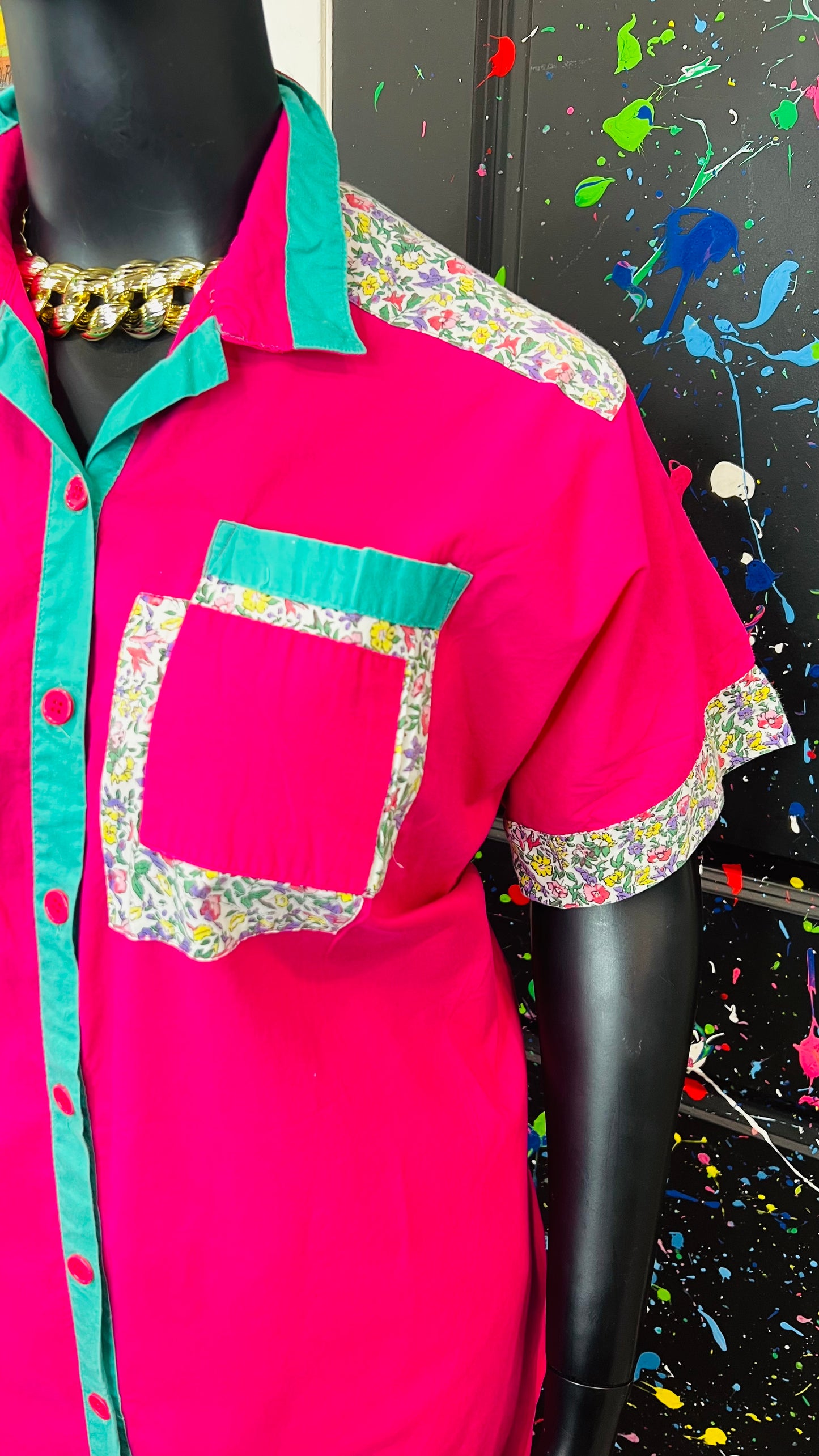 Vintage Cotton Pink & Floral Blouse (26)