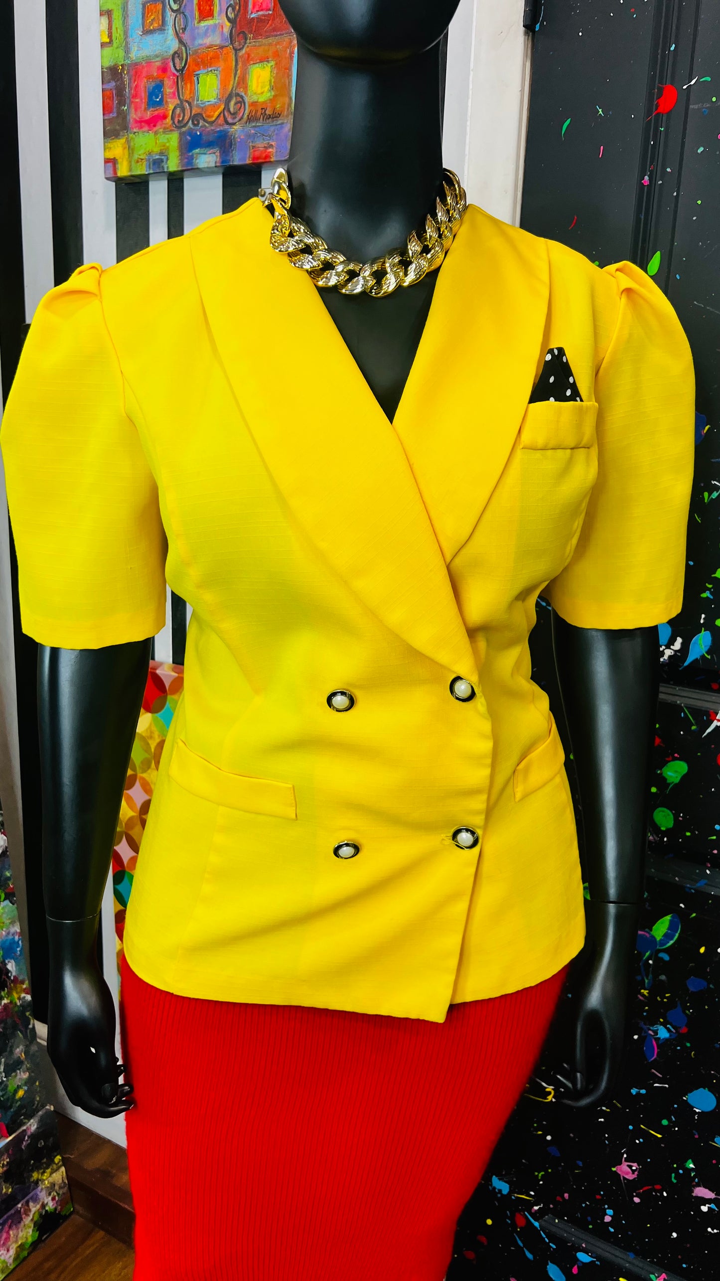 Vintage Yellow Blazer Blouse(20WP)