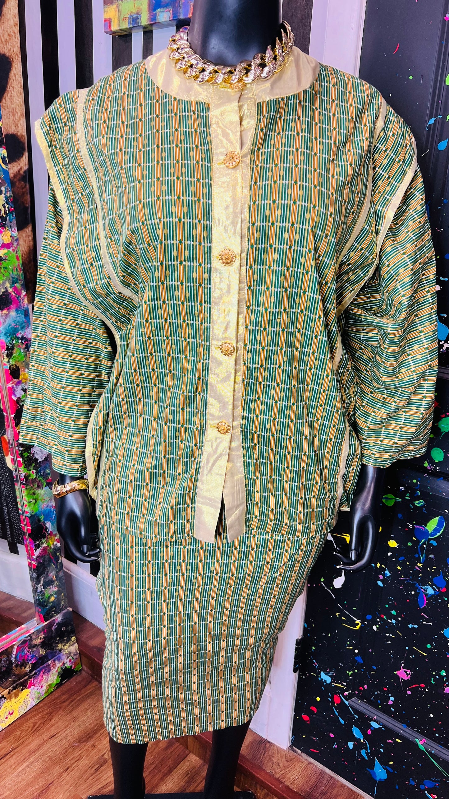 Vintage Authentic African Skirt Set (OS)