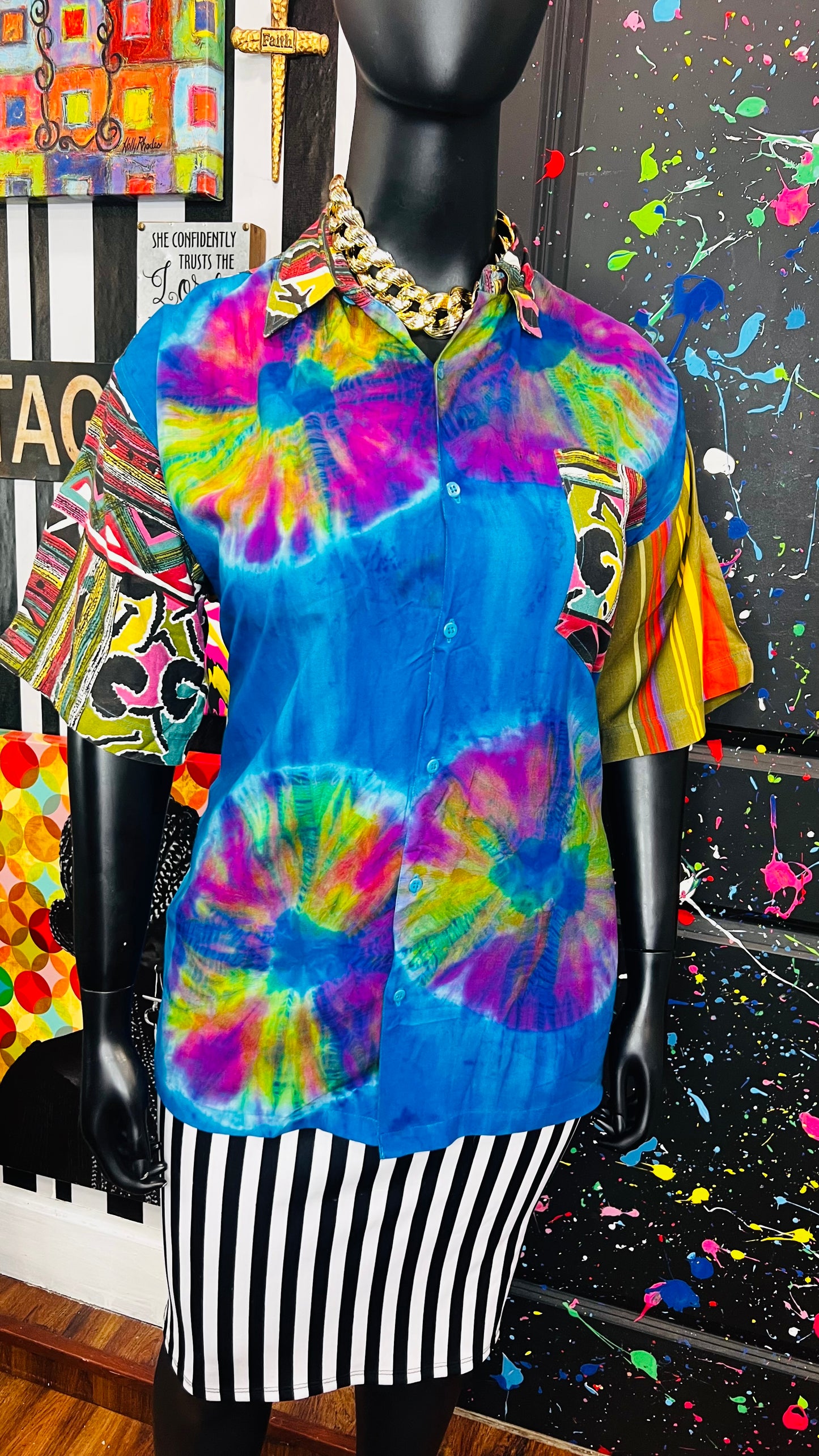 Vintage Abstract Mix Print Blouse (18)