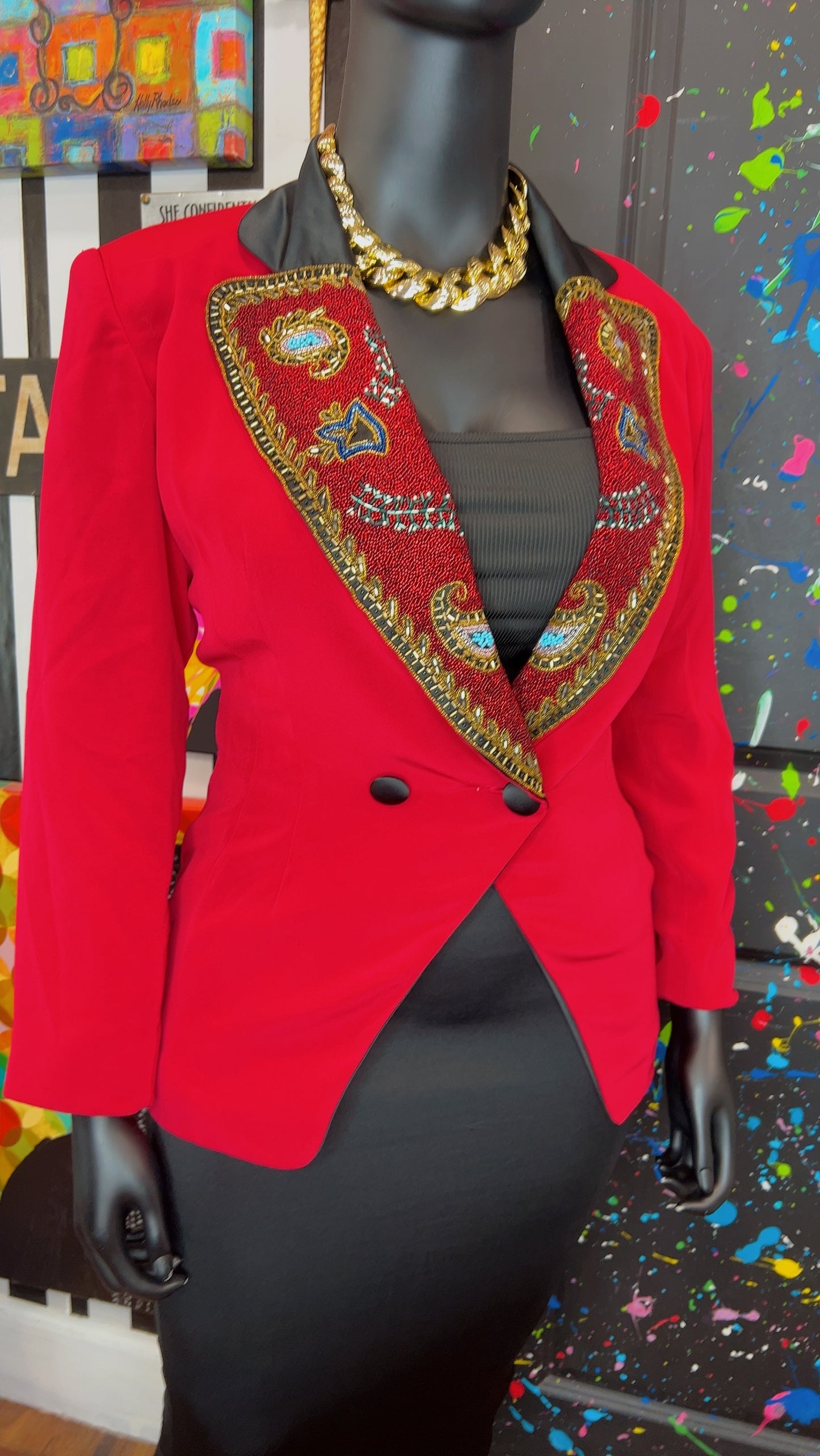 Vintage Fabrice Silhouette Sequin Blazer (12)