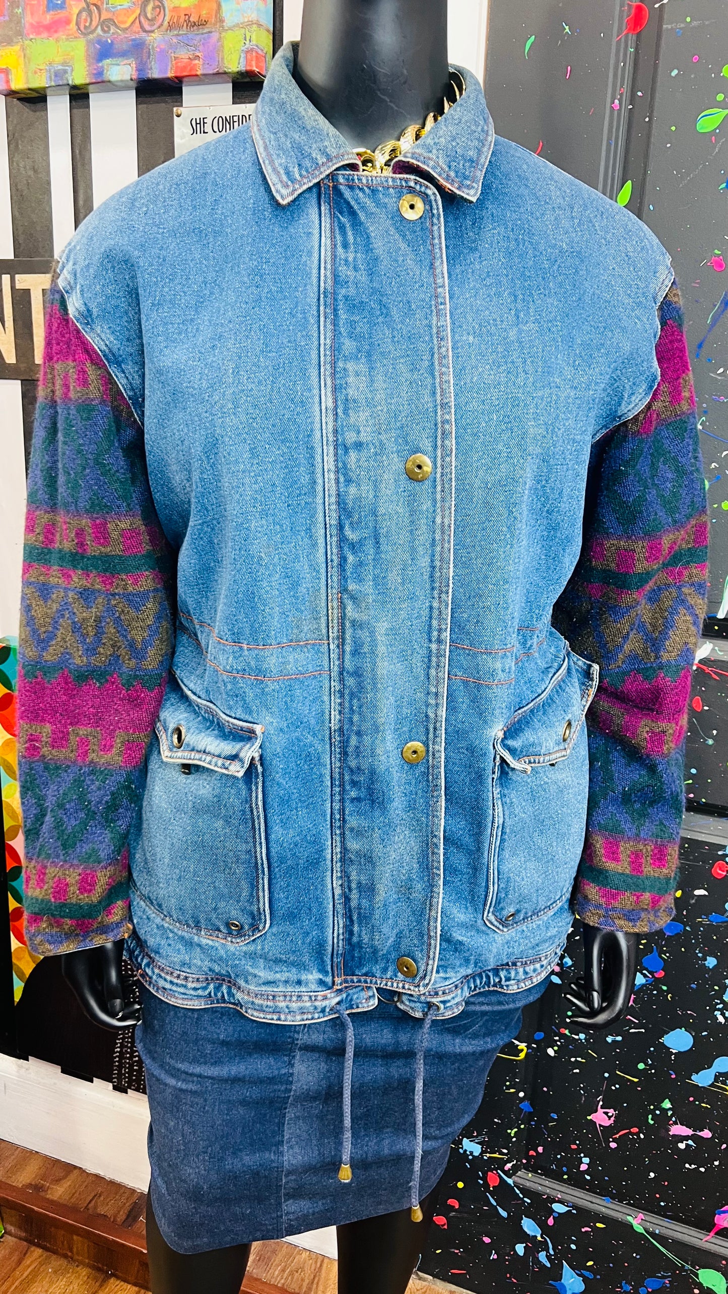 Vintage Denim Puffer Coat (16/18)