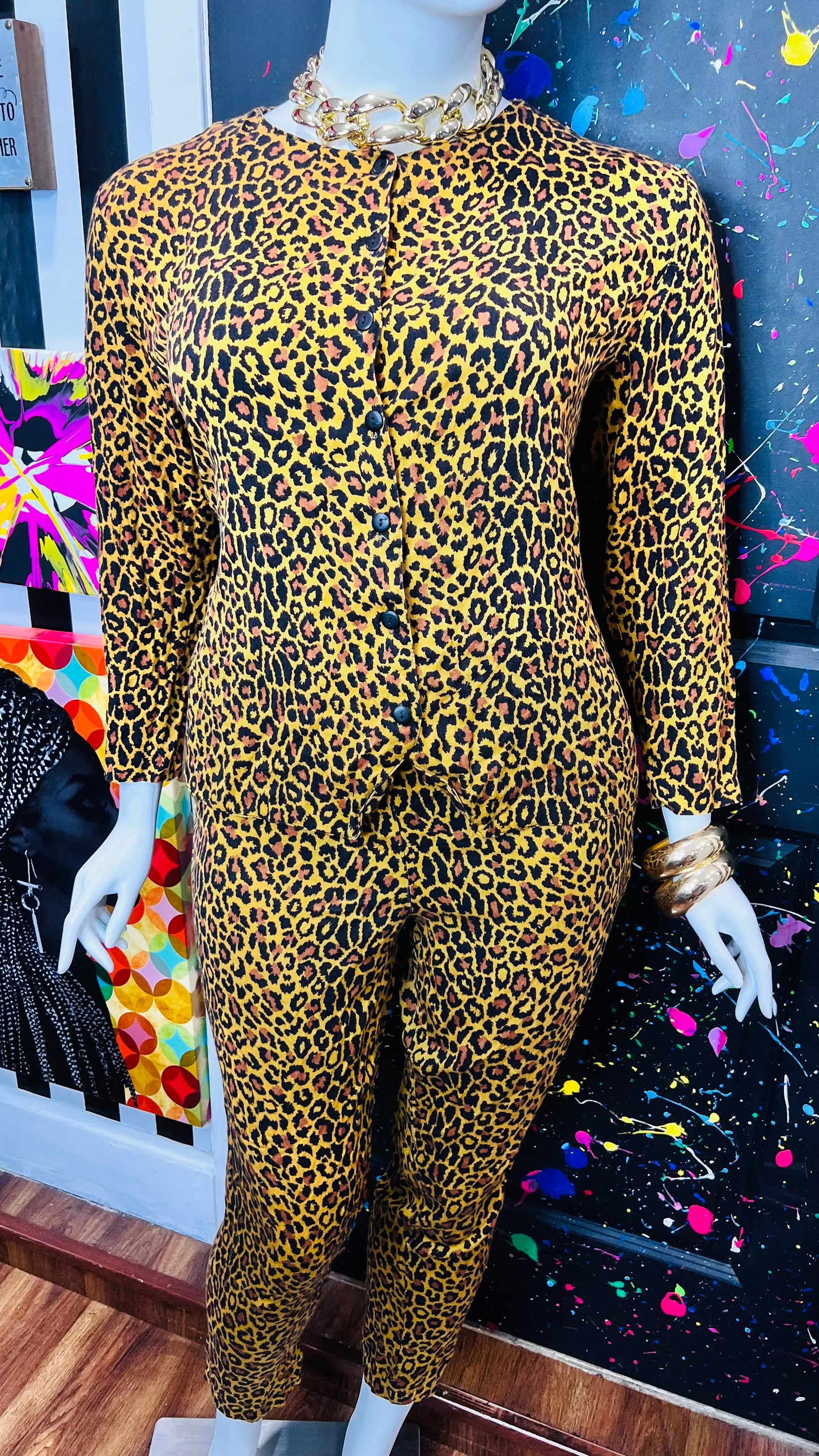 Vintage Rayon Cheetah Pants Set (18)