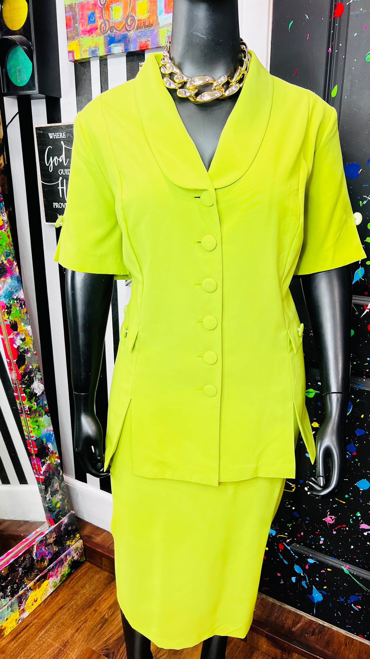 Vintage Light Green Skirt Suit (24W)