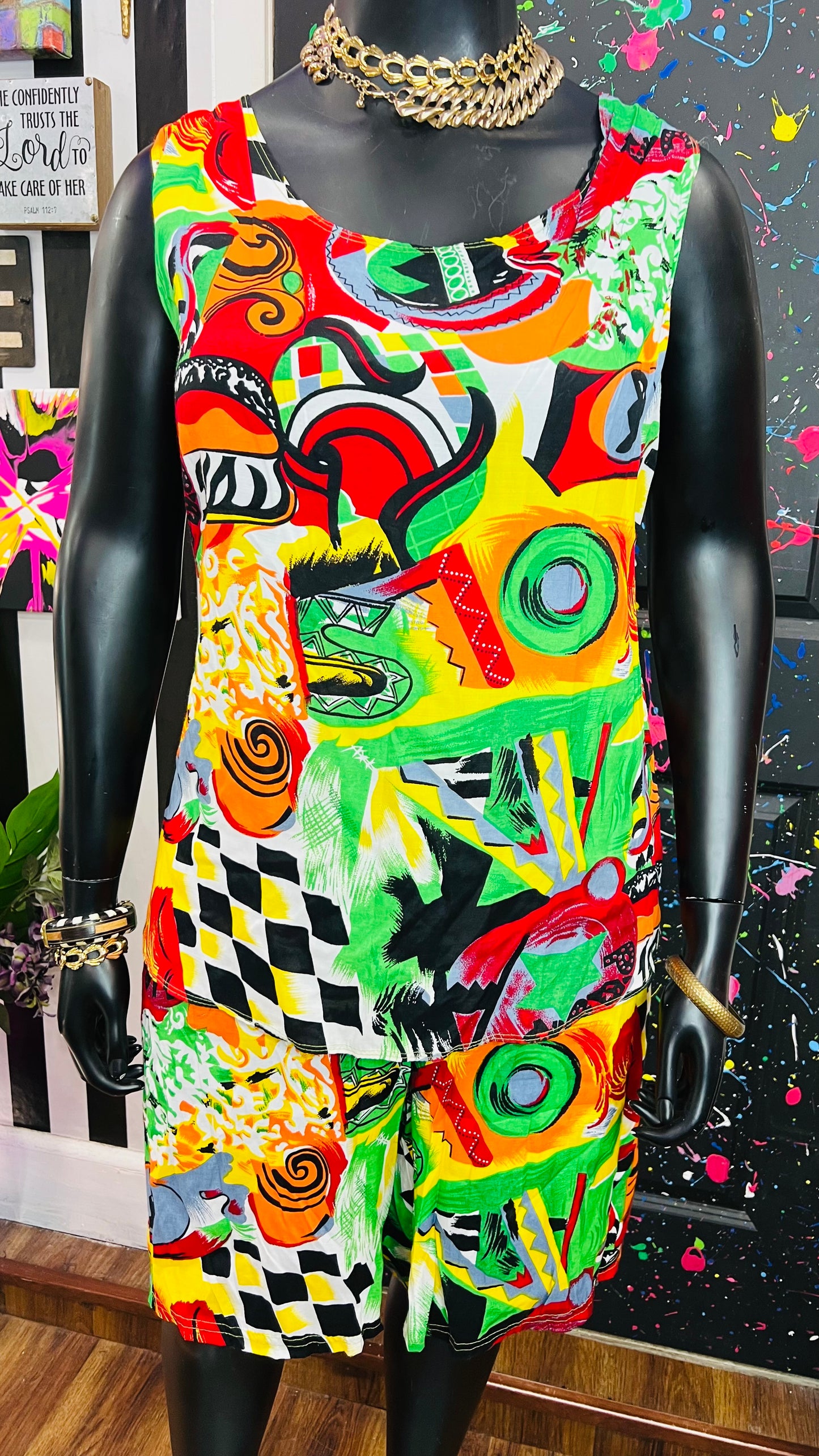 Vintage Rayon Mix Print Short Set (24)