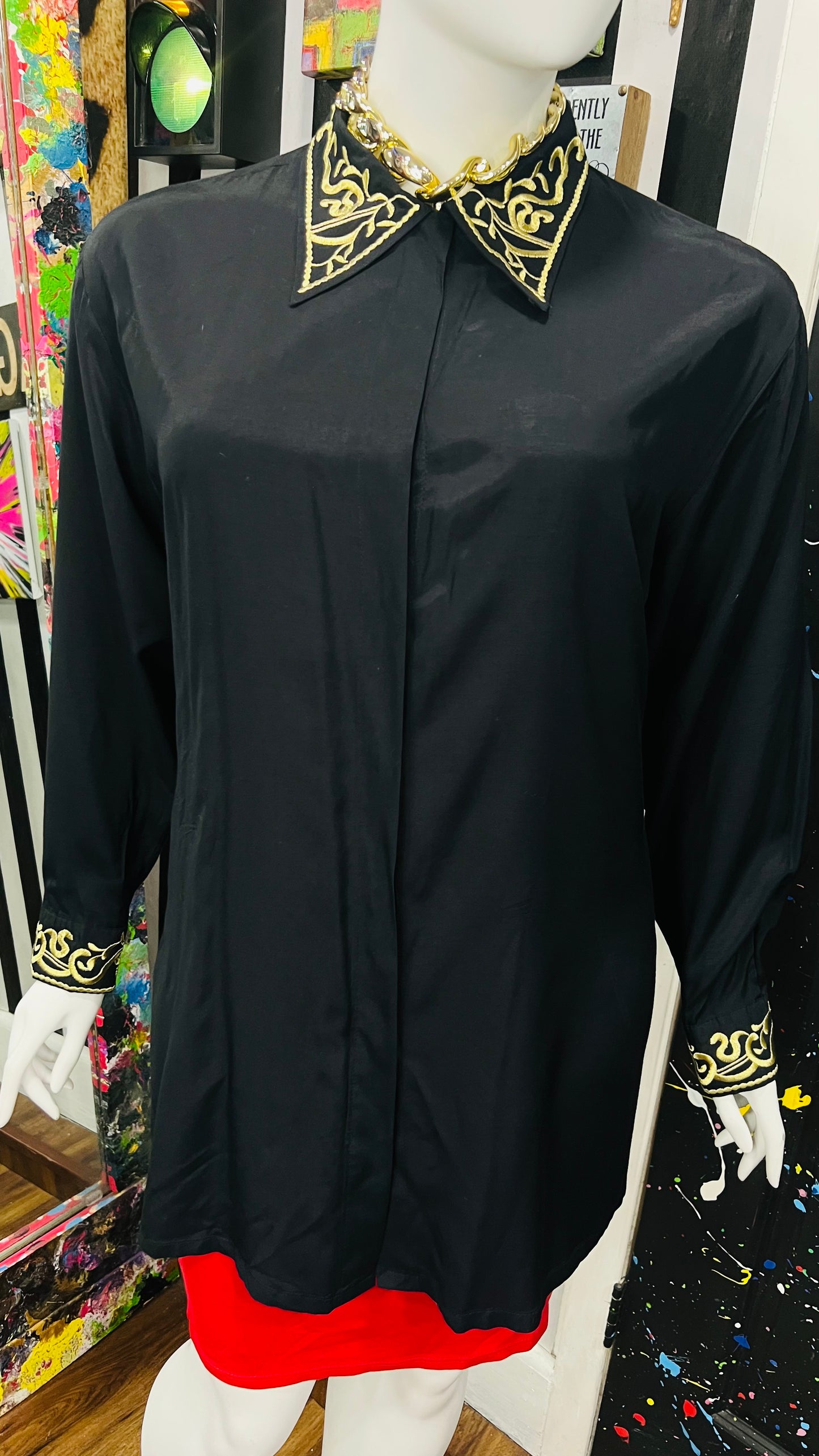 Vintage Black & Gold Blouse (26/28)