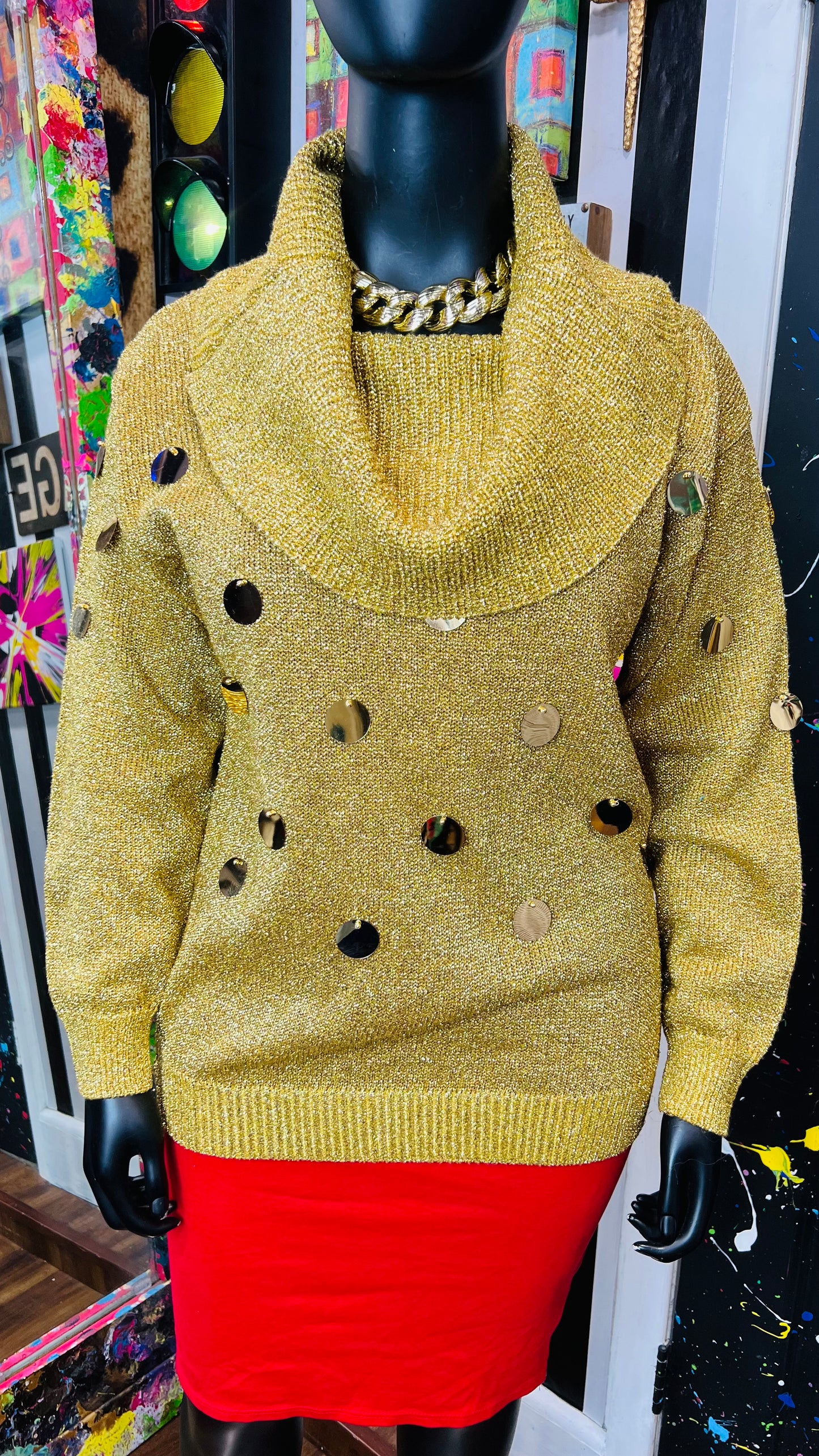 Vintage Plus Size Gold & Circle Sweater (18)