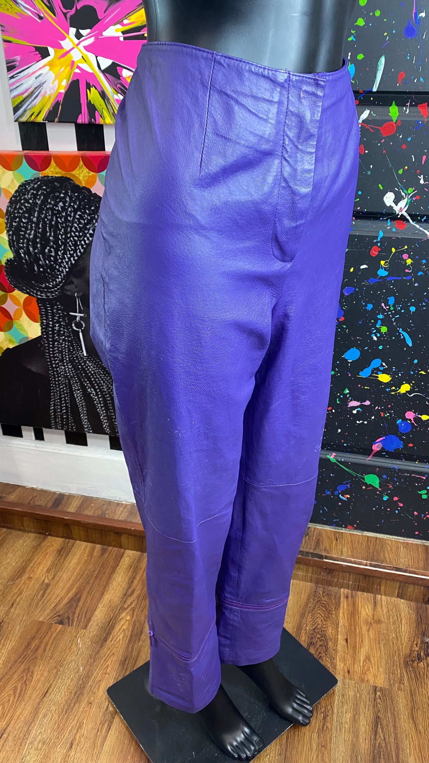Vintage Genuine Leather Purple Convertible Pants to Capris (12)