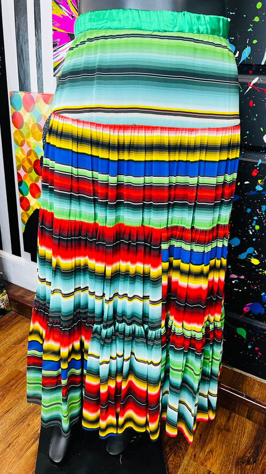 Vintage Colorblock Striped Skirt (14)