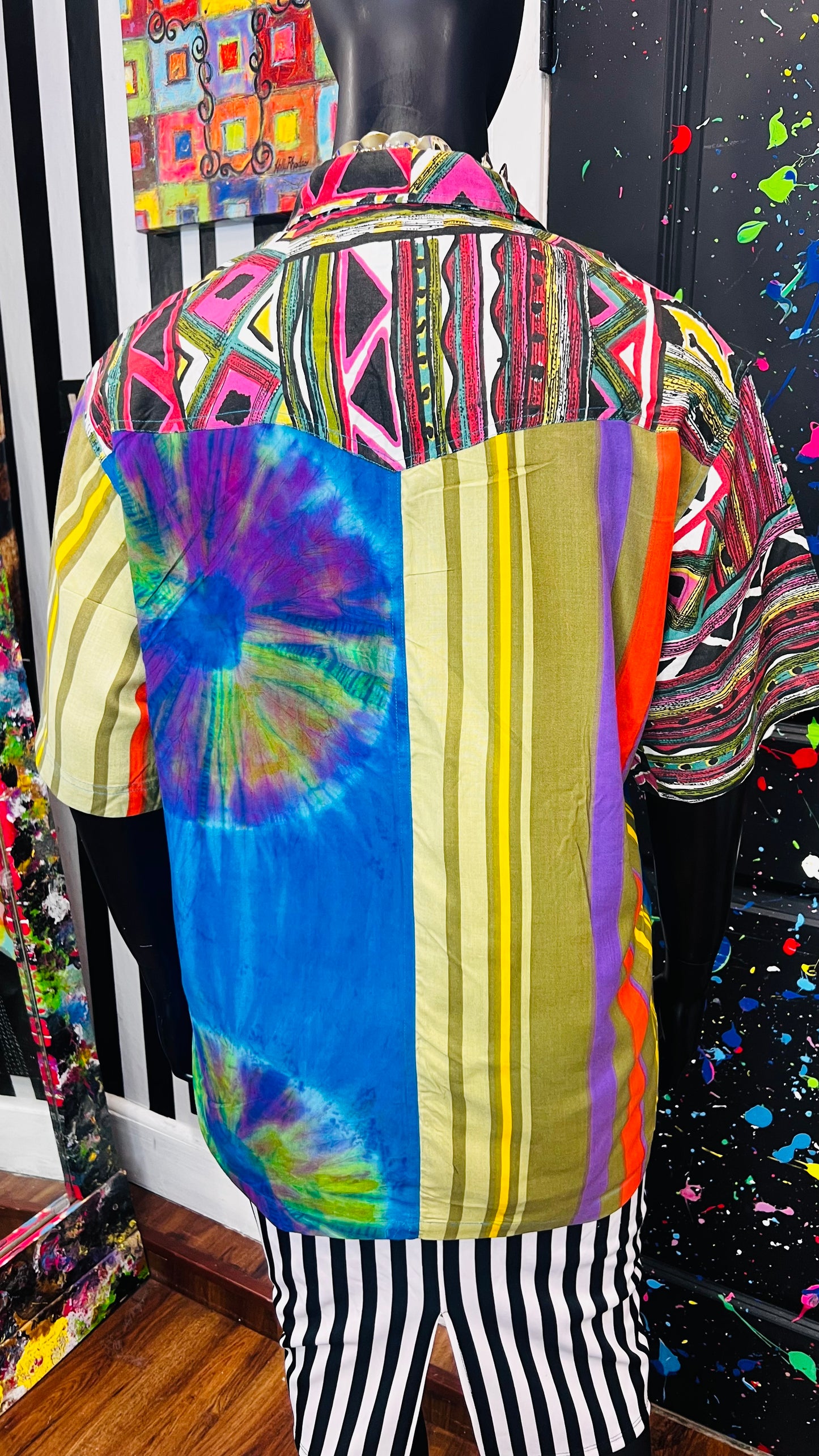 Vintage Abstract Mix Print Blouse (18)