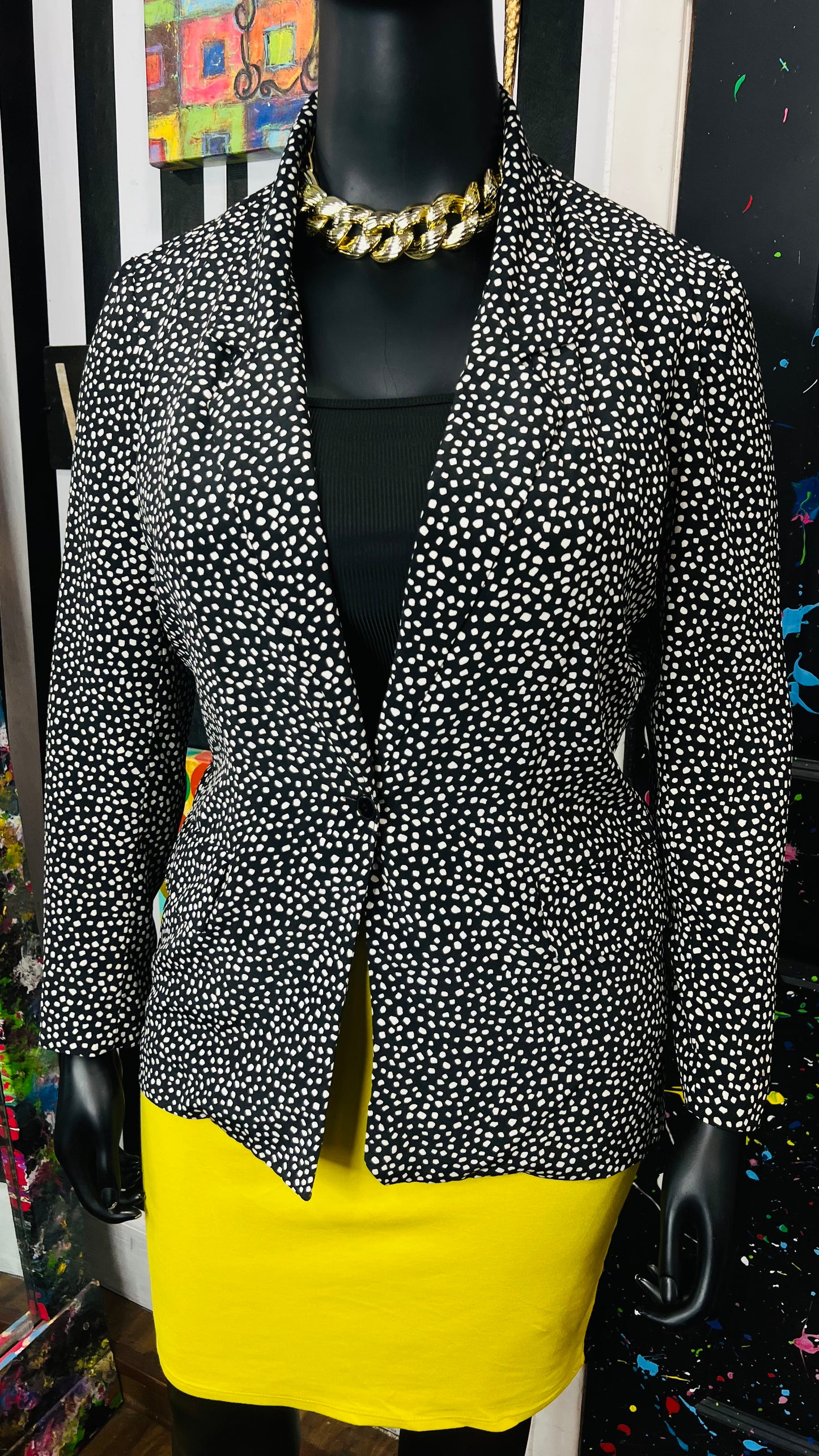 Vintage Black & White Polka Dot Blazer (14)
