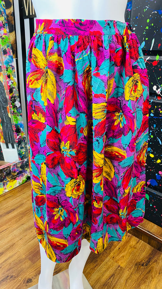 Vintage Rayon Abstract Print Skirt (16)