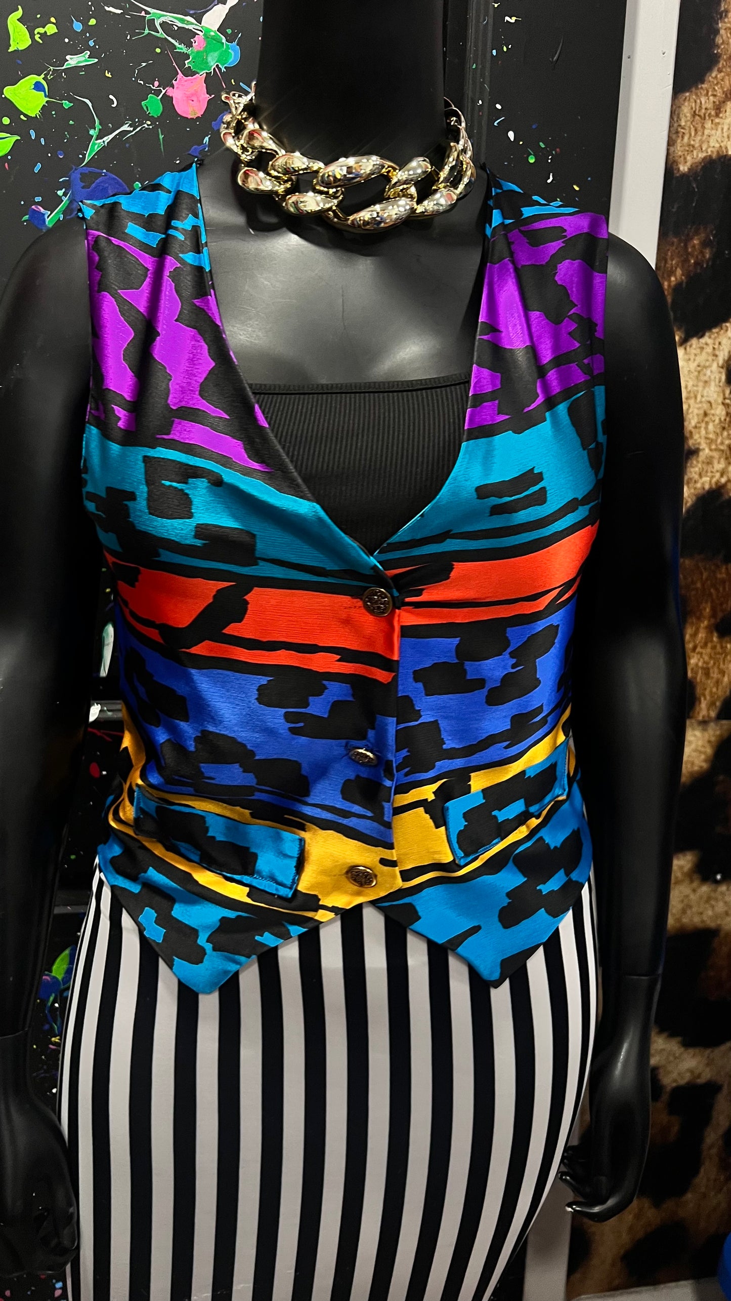 Vintage Abstract Polyester Vest (12/14)