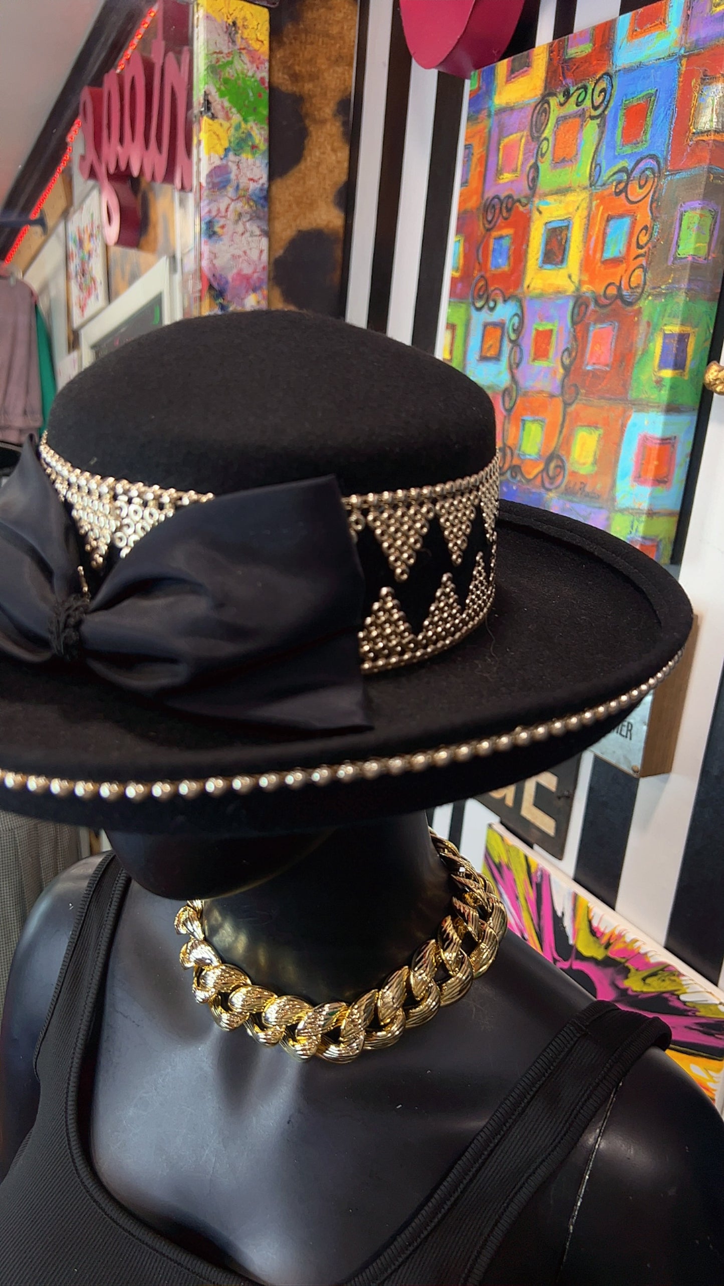 Vintage Silver & Black Hat