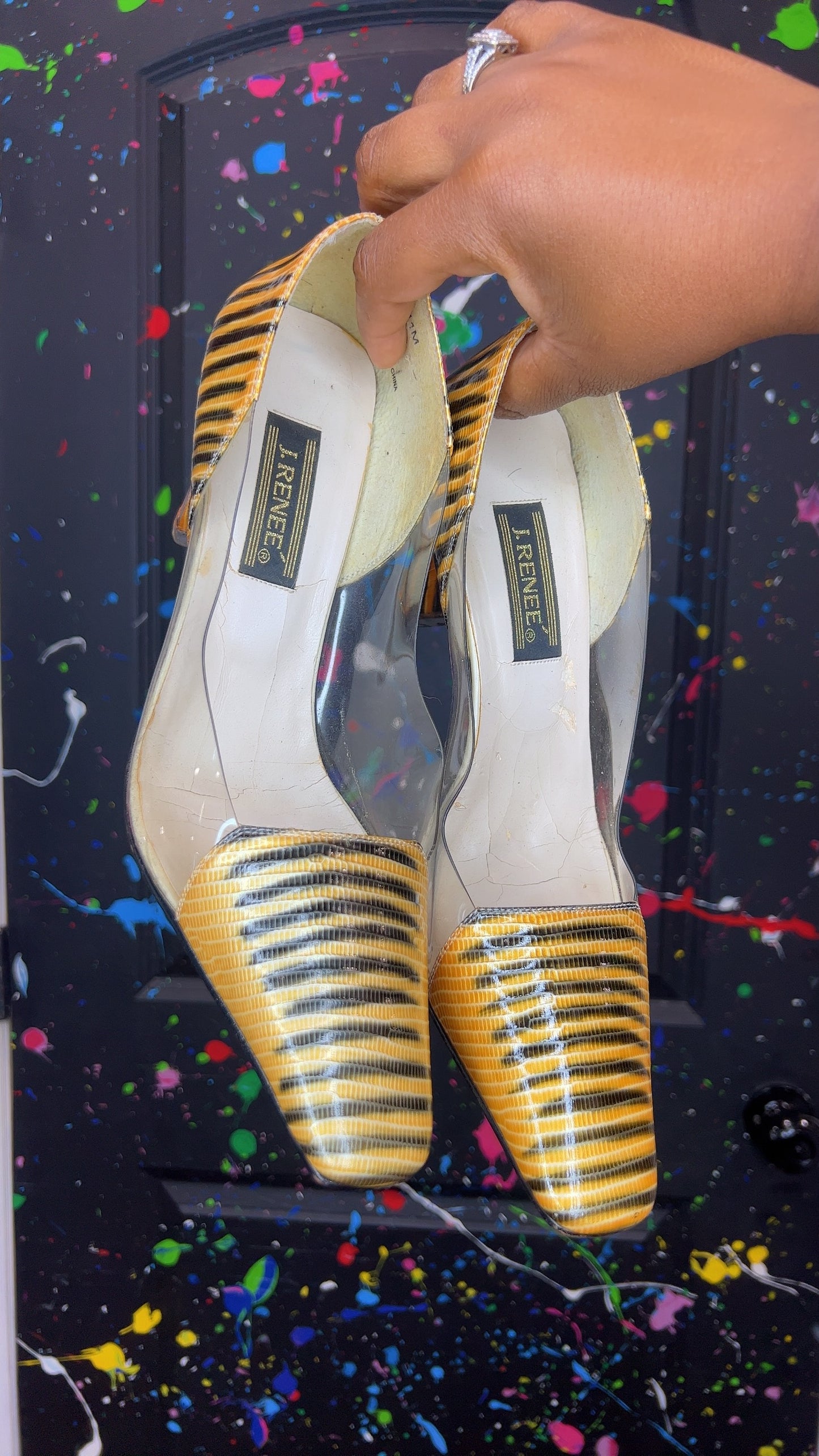 Vintage Clear Gold & Black Heels (11)