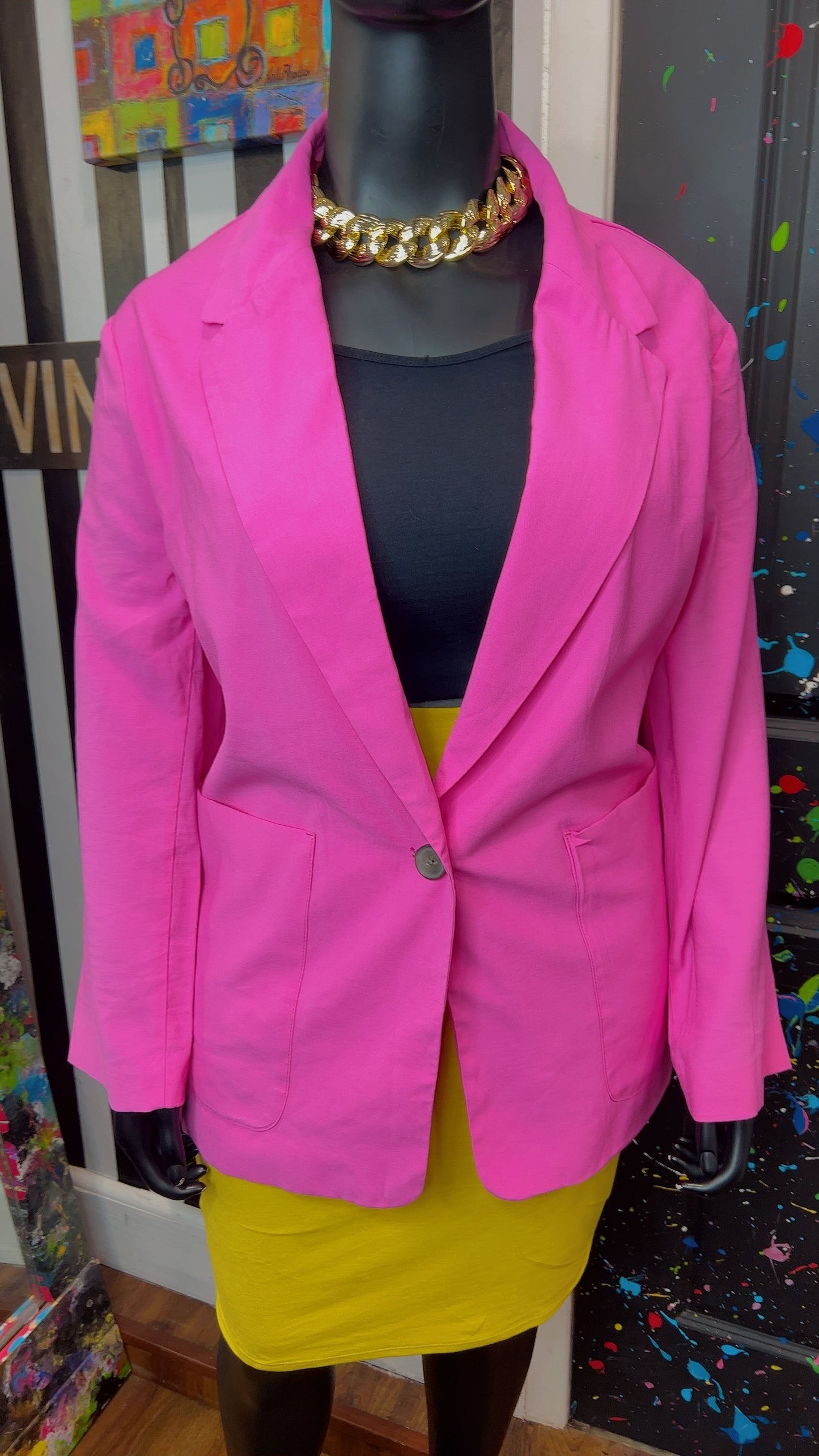 Vintage Inspired Pink Oversized Blazer (24)