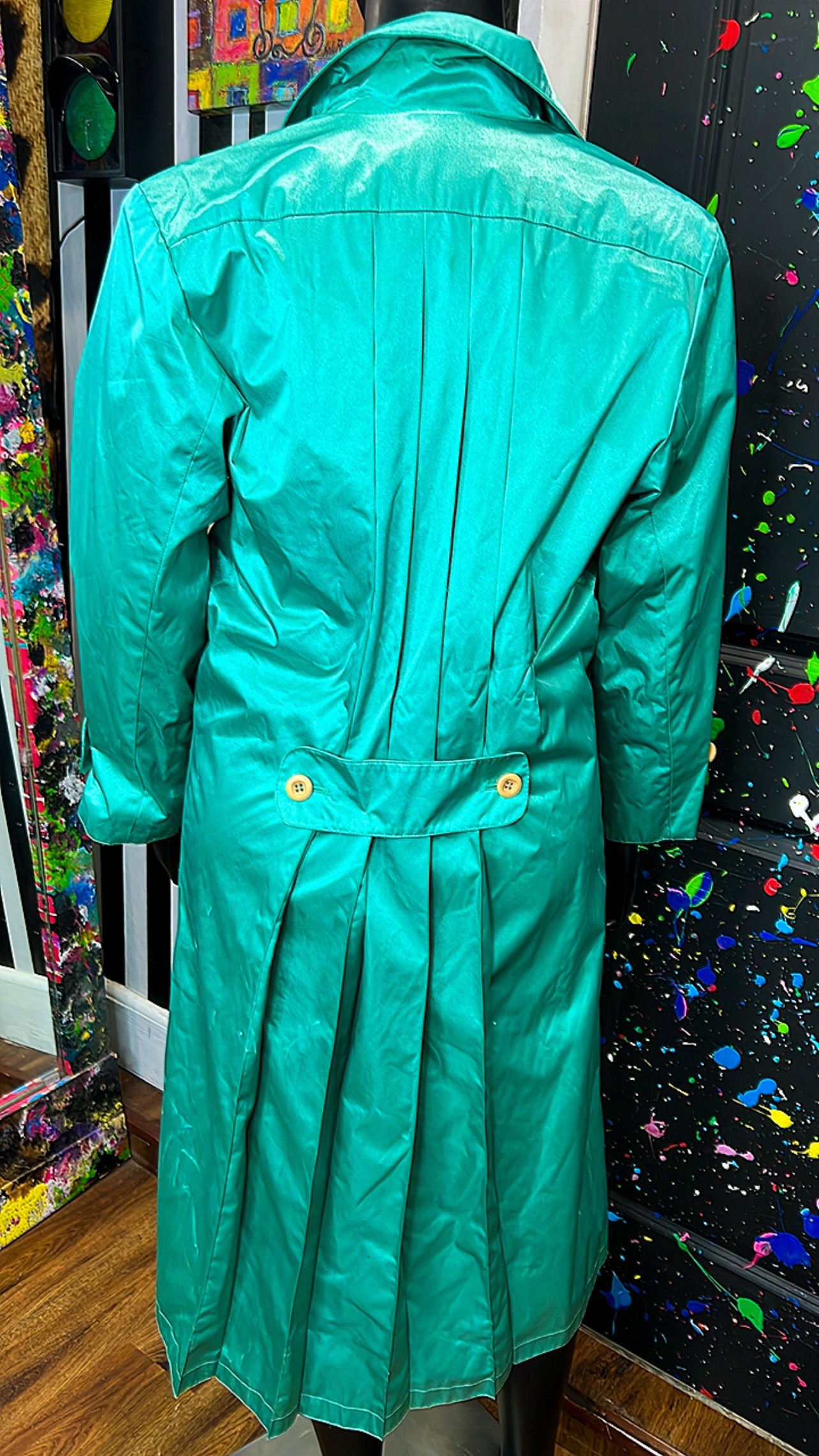 Vintage Mint Greenish Trench Coat (12)
