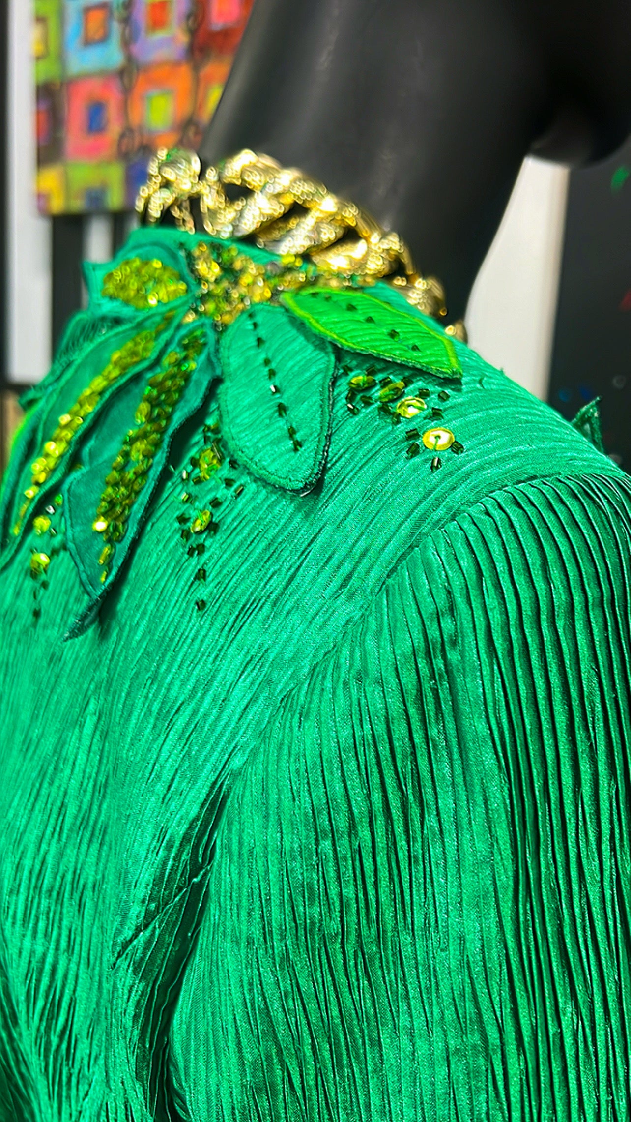 Vintage Green & Sequin Appliqué Blazer (16)