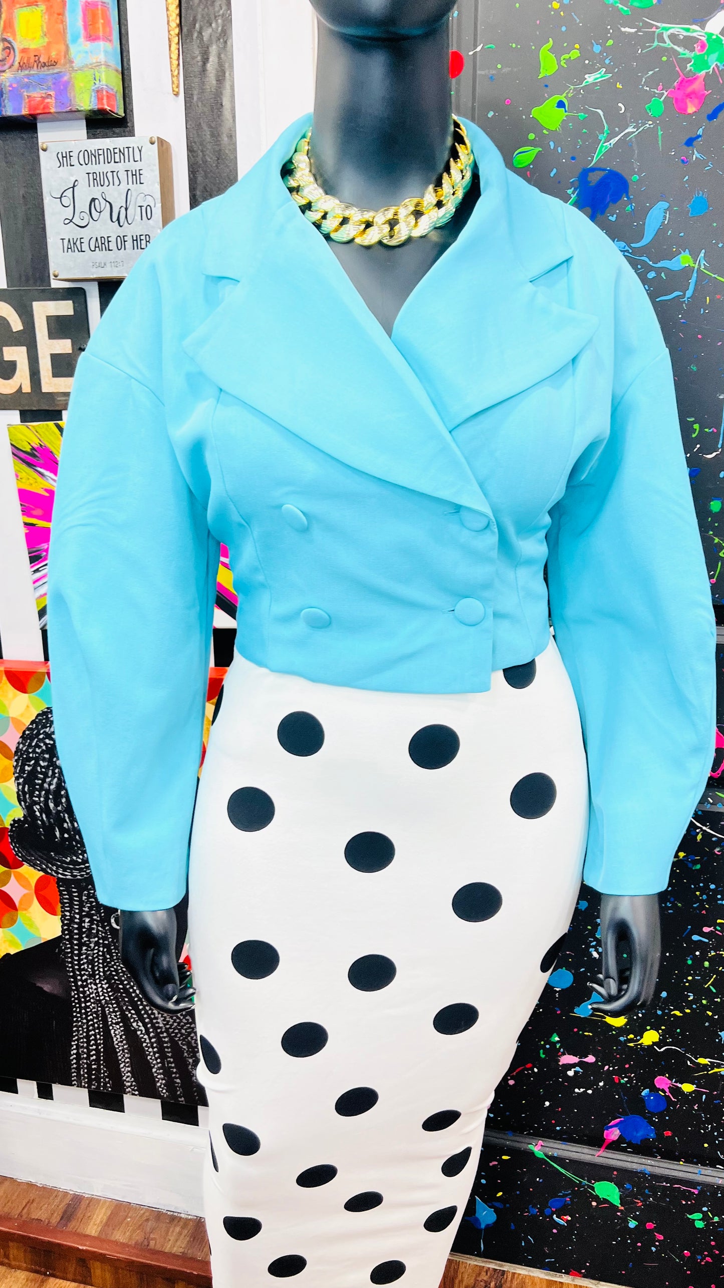 Vintage Inspired Puff Sleeves Cropped Blazer (16)