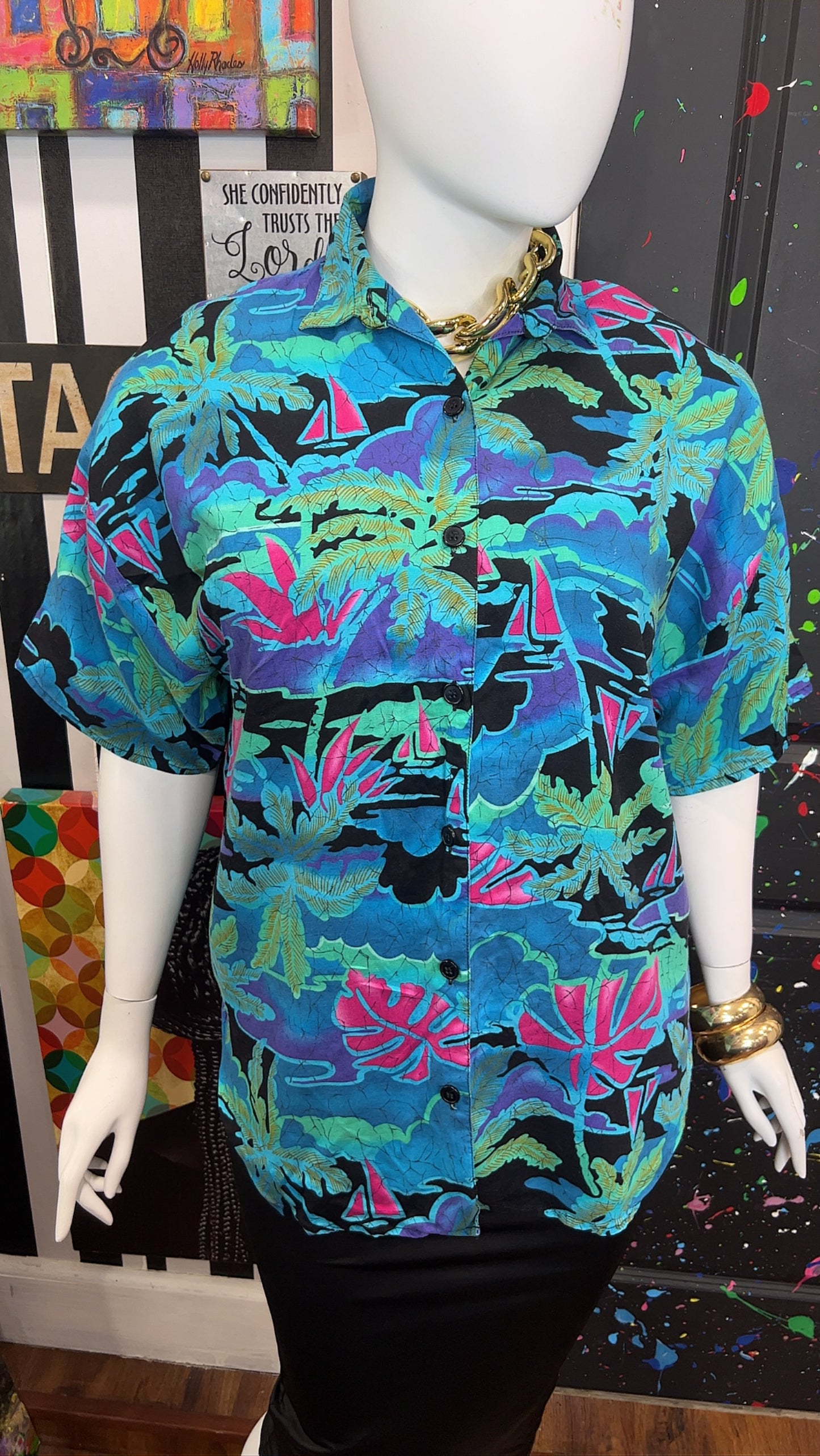 Vintage Rayon Floral Blouse (22)