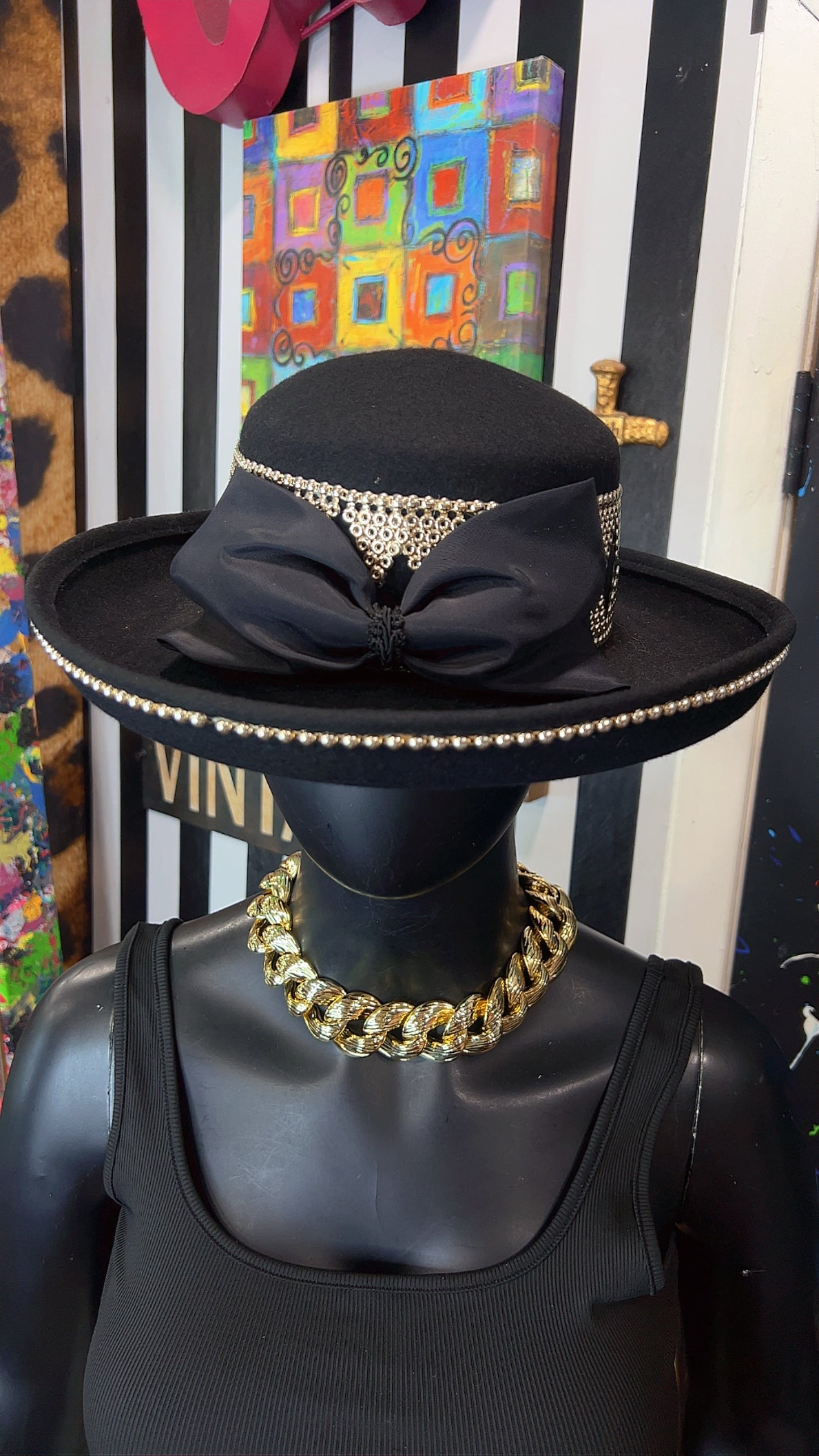 Vintage Silver & Black Hat