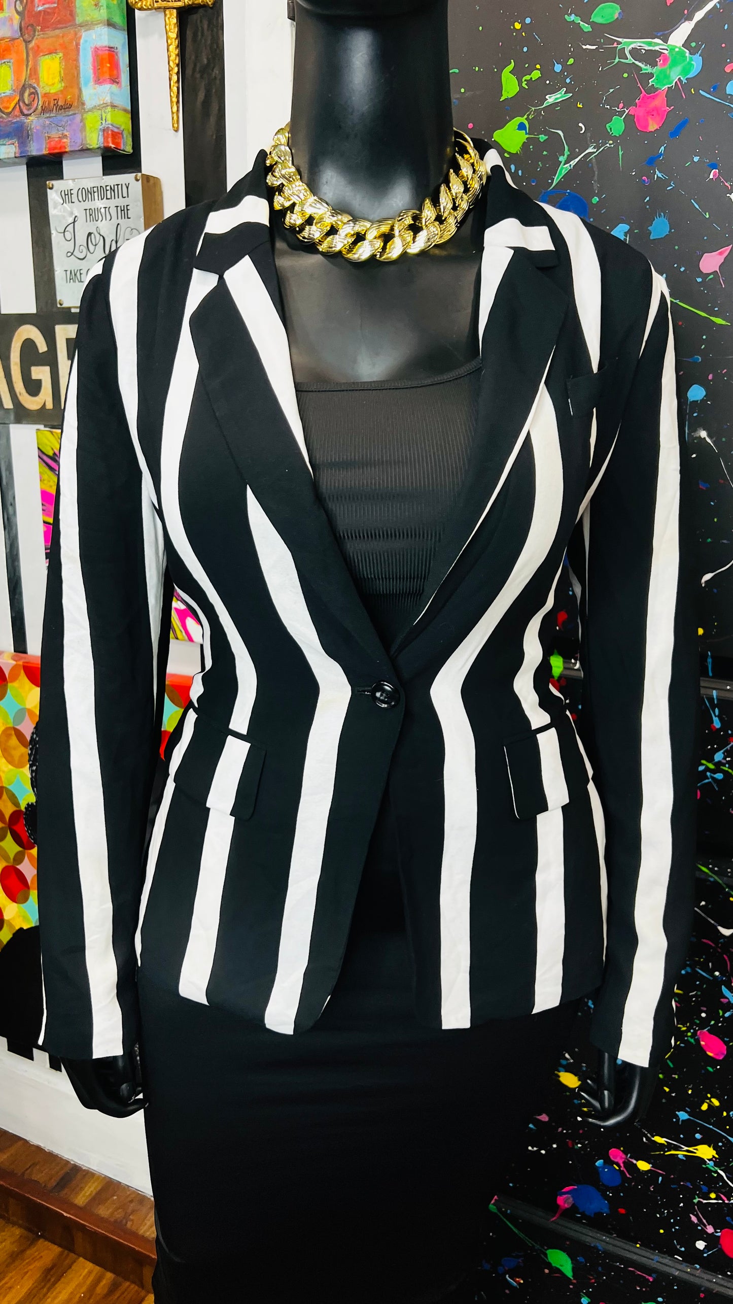 Striped Black & White Blazer (12)