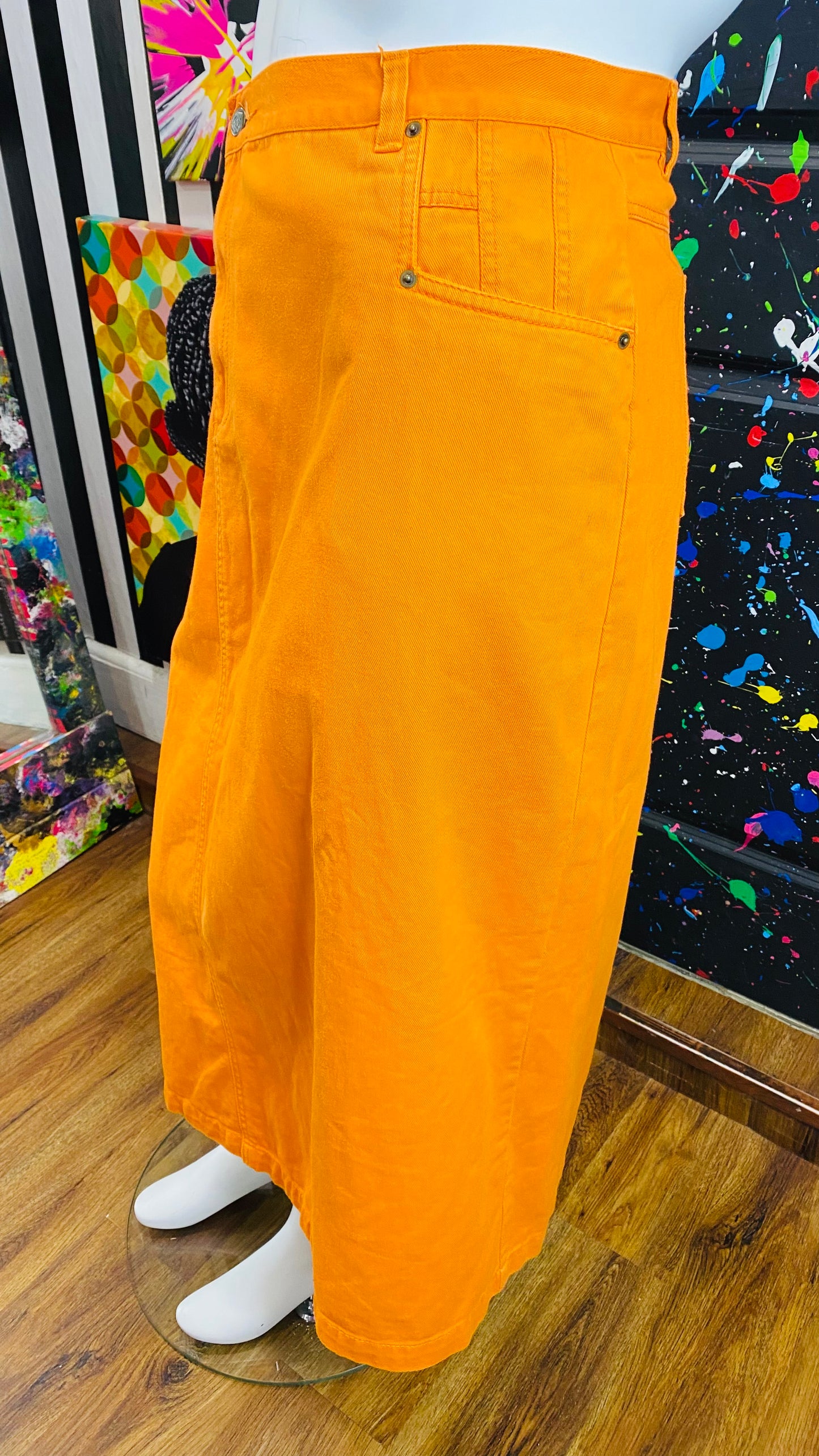 Vintage Orange Denim Skirt (26WT)