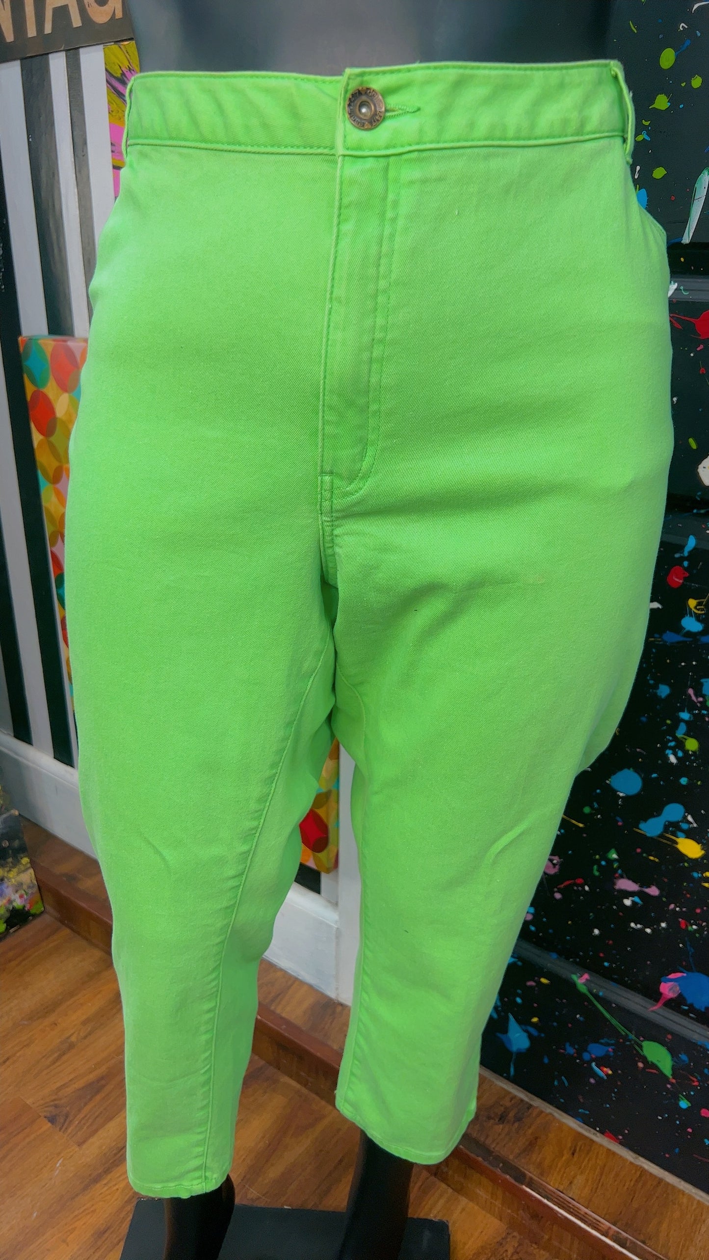 Vintage Green Jeans -Does Stretch (24W)