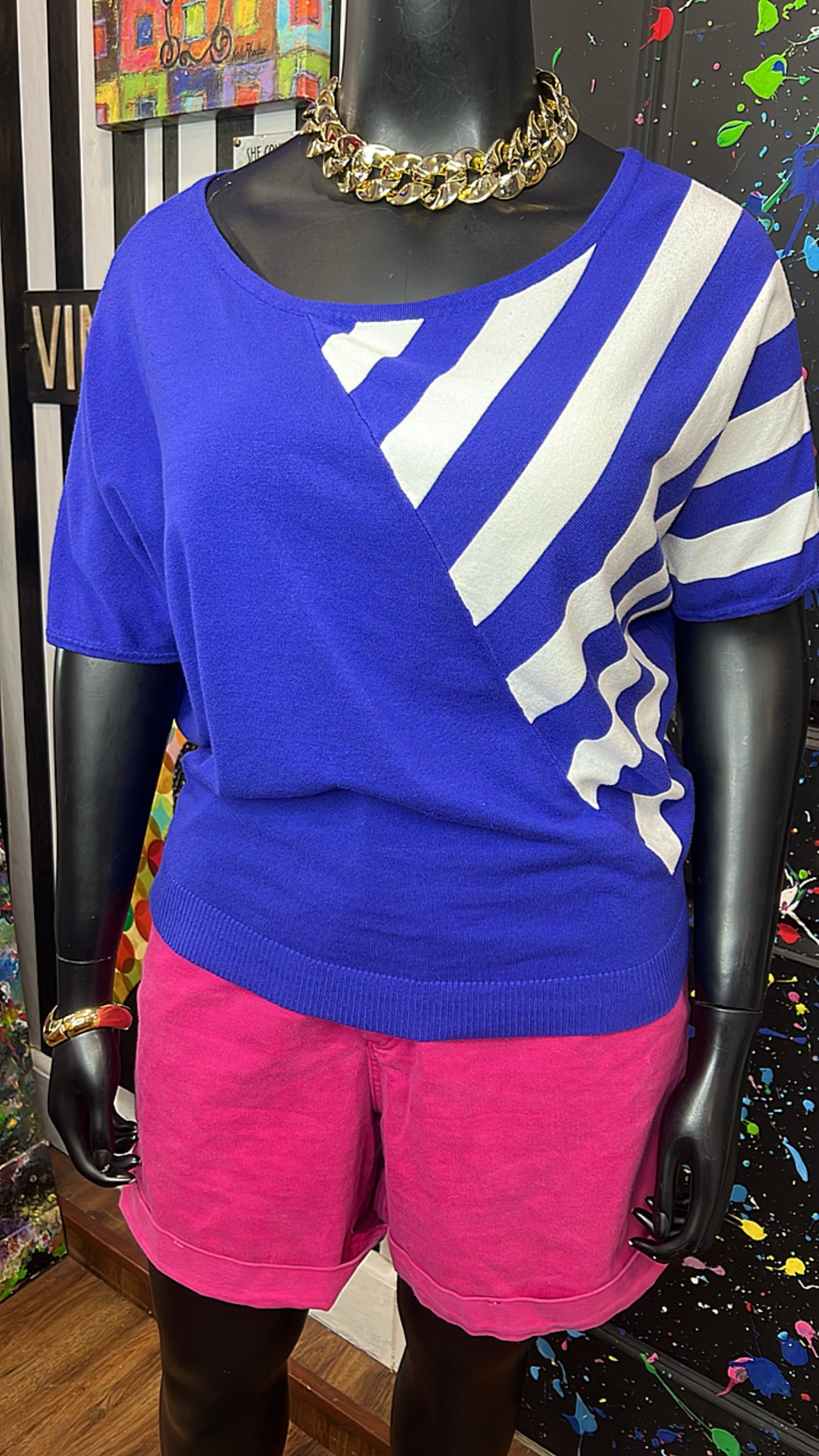 Striped Purple & White Blouse (22)