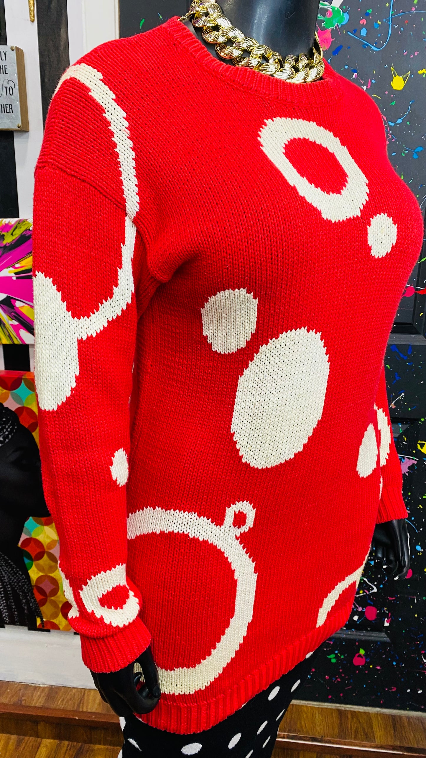 Vintage Red & White Circles Sweater (16)