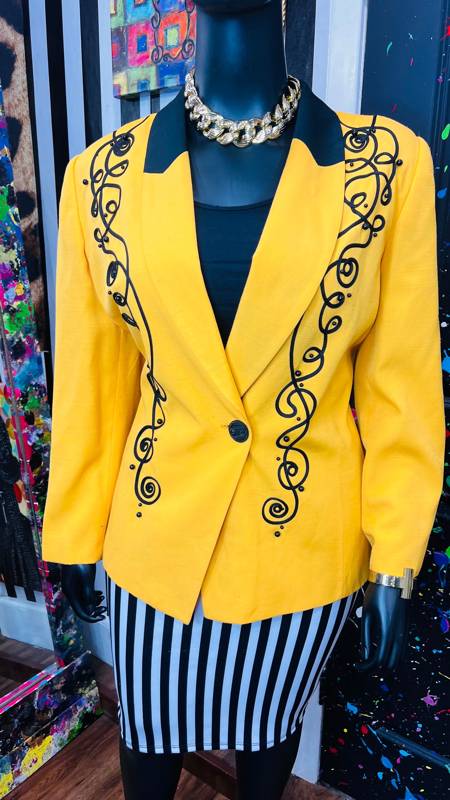 Vintage Yellow & Black Blazer (22)