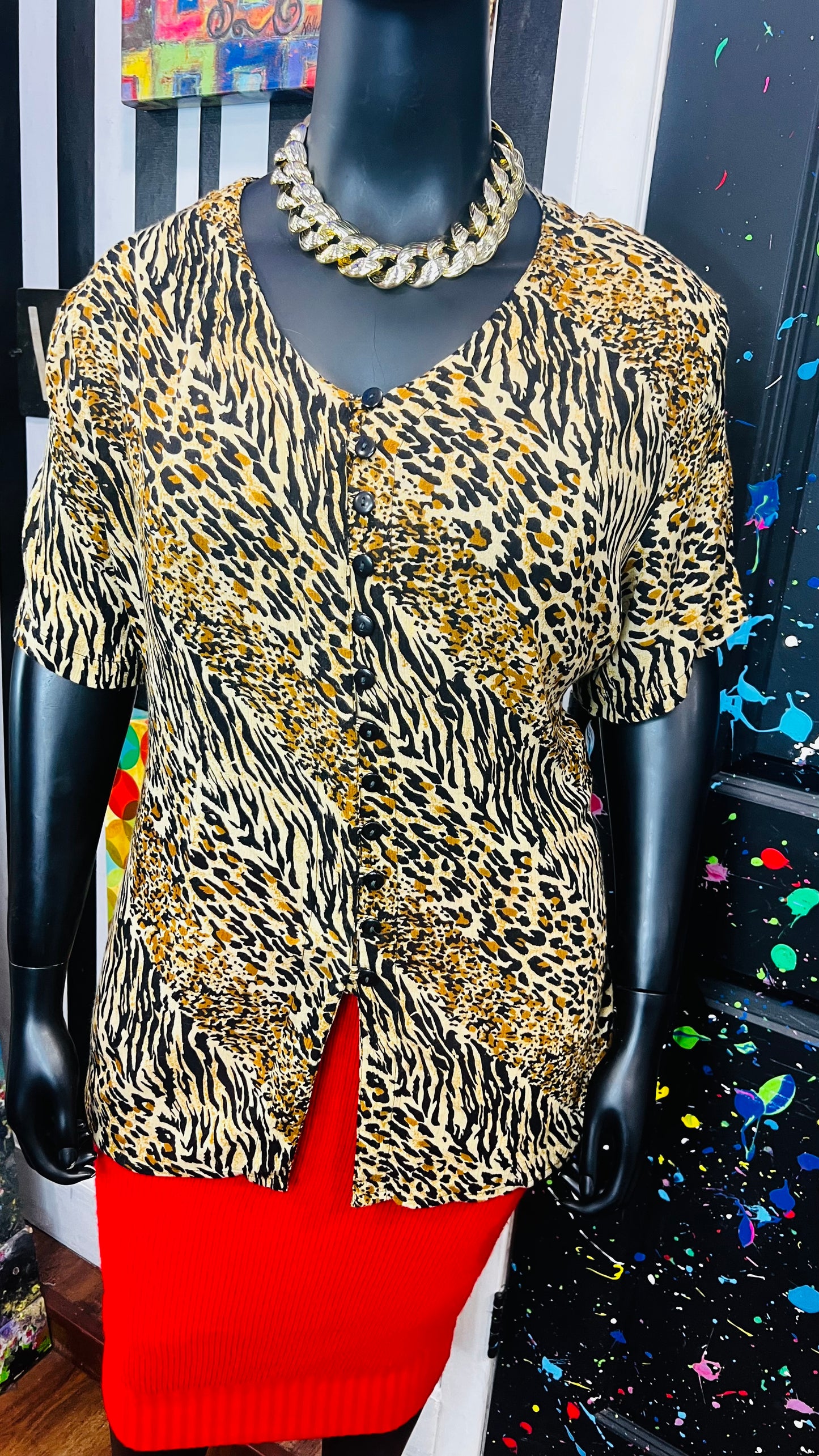 Vintage Rayon Animal Print Blouse (20)
