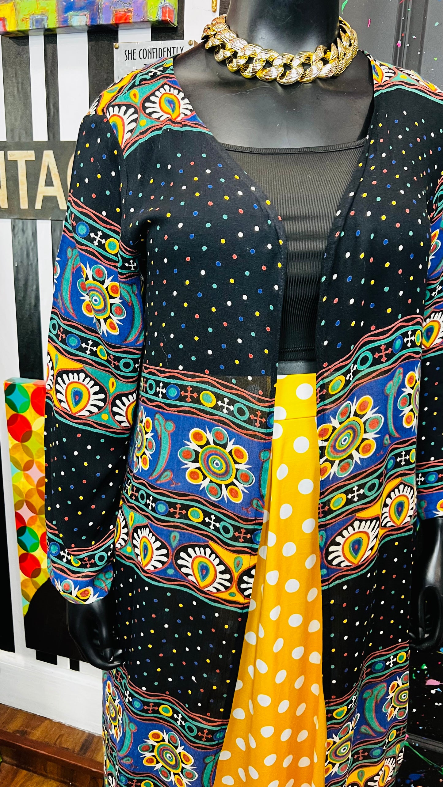 Vintage Abstract Mix Print Duster (12/14)