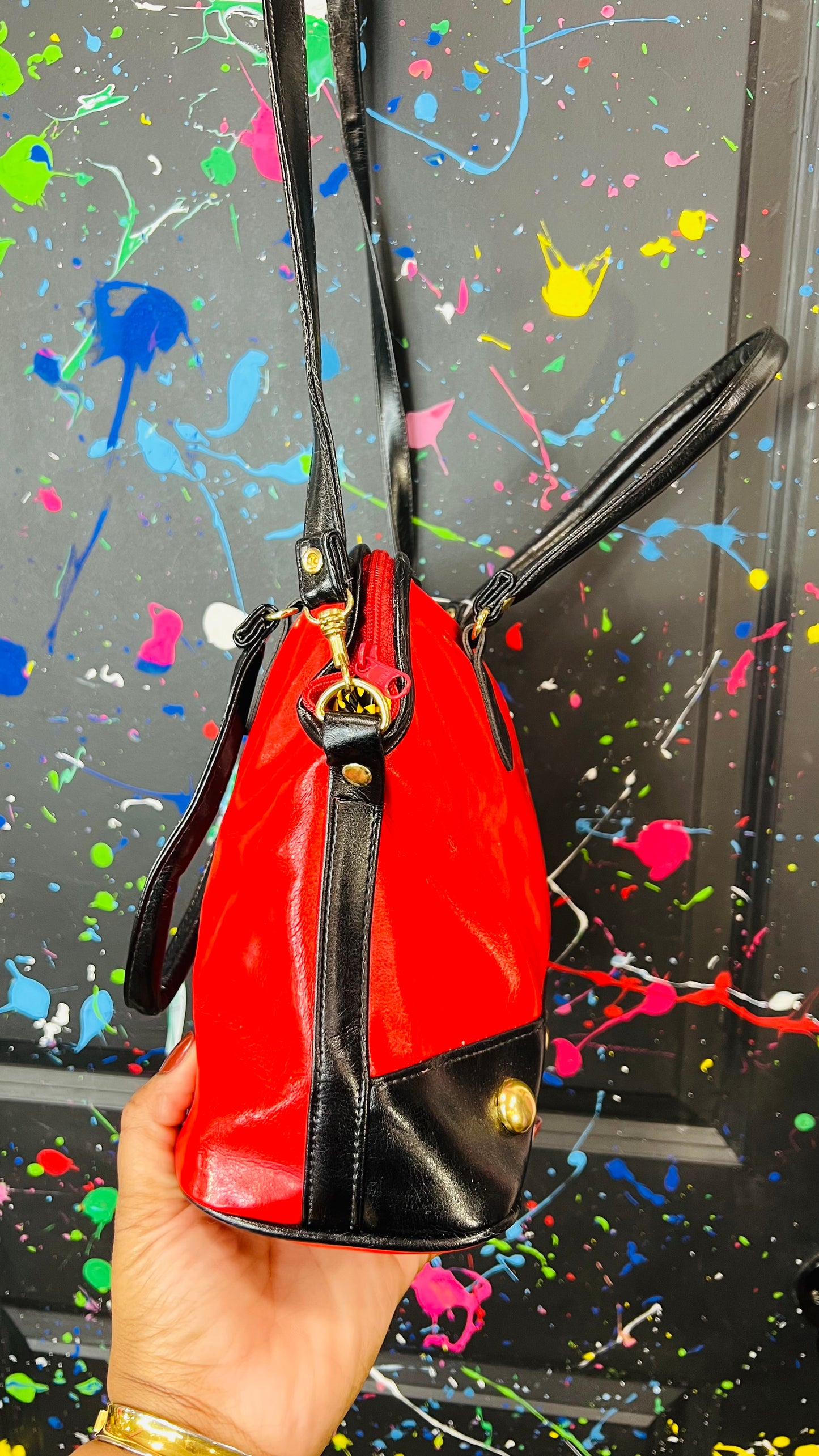 Vintage Black & Red Studded Purse (Deadstock/ New w/tags)