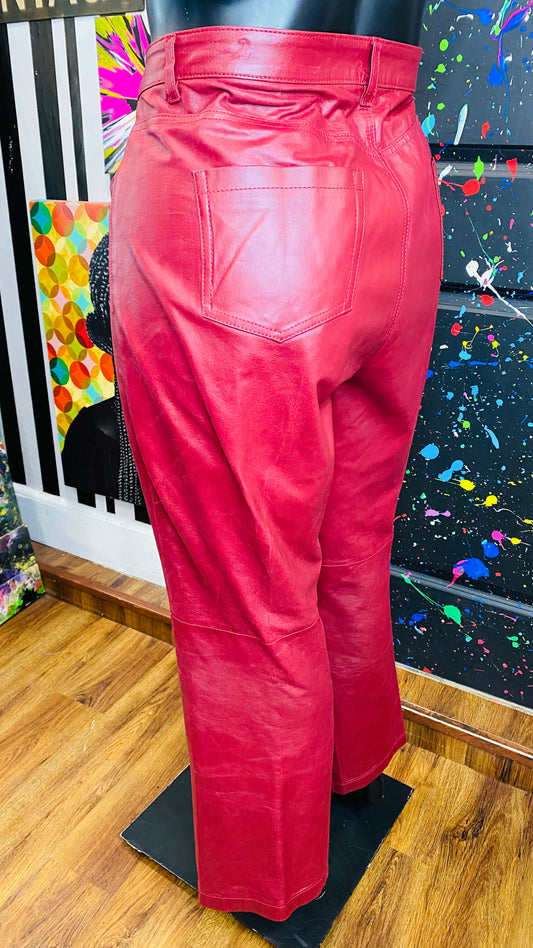 Vintage Wine Colored Genuine Leather Pants (20)