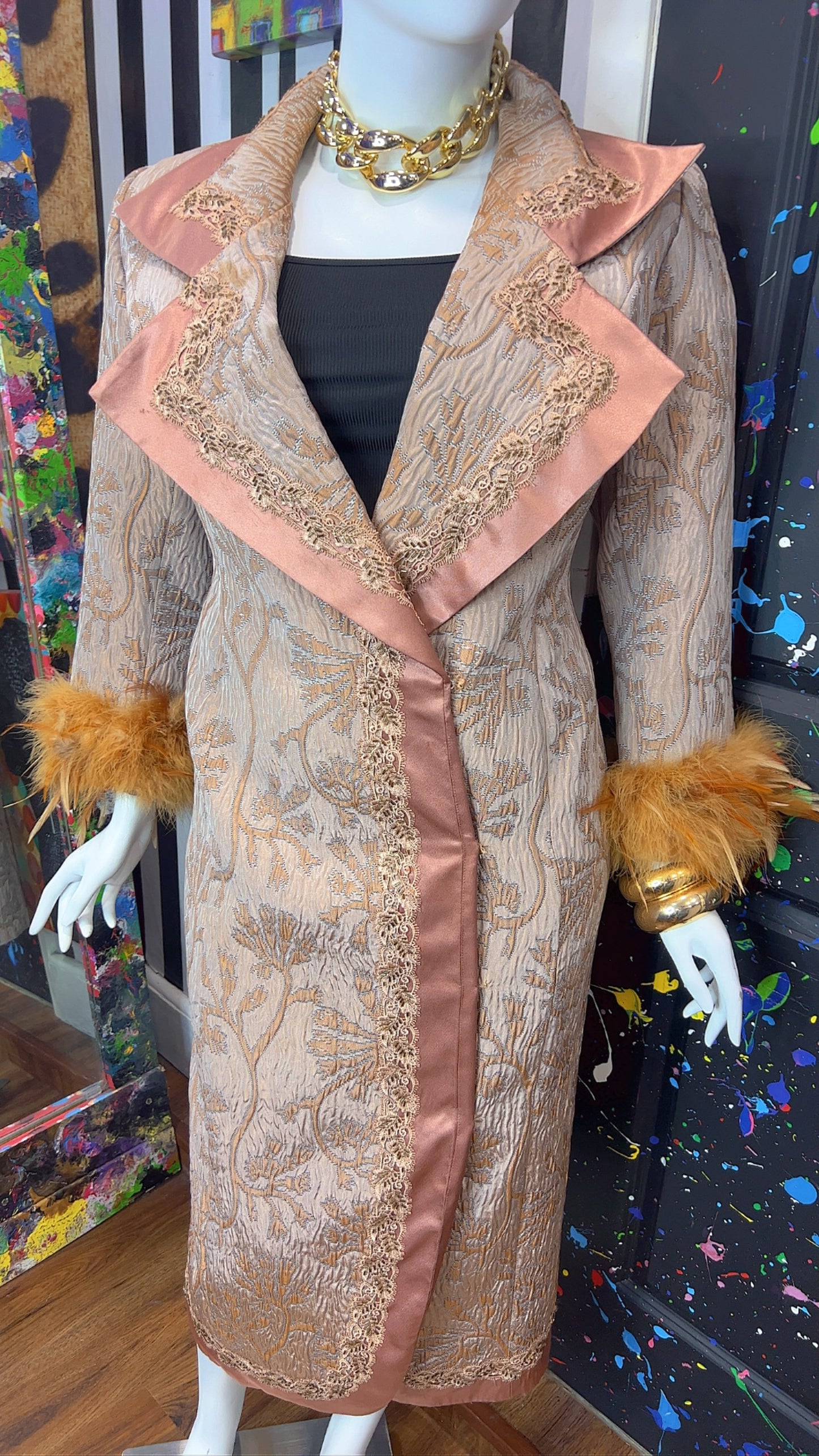 Vintage Long Statement Couture Blazer w/ Faux Fur (16)