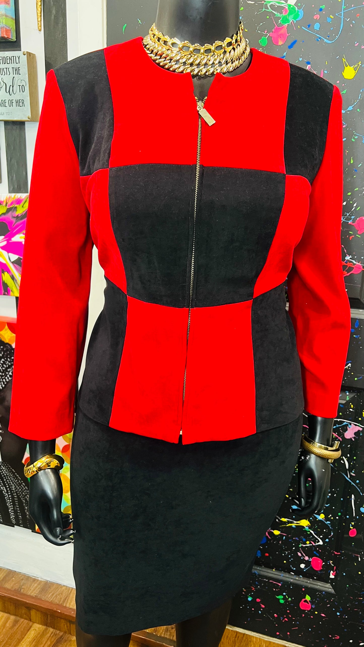 Vintage Red & Black Skirt Set (16)
