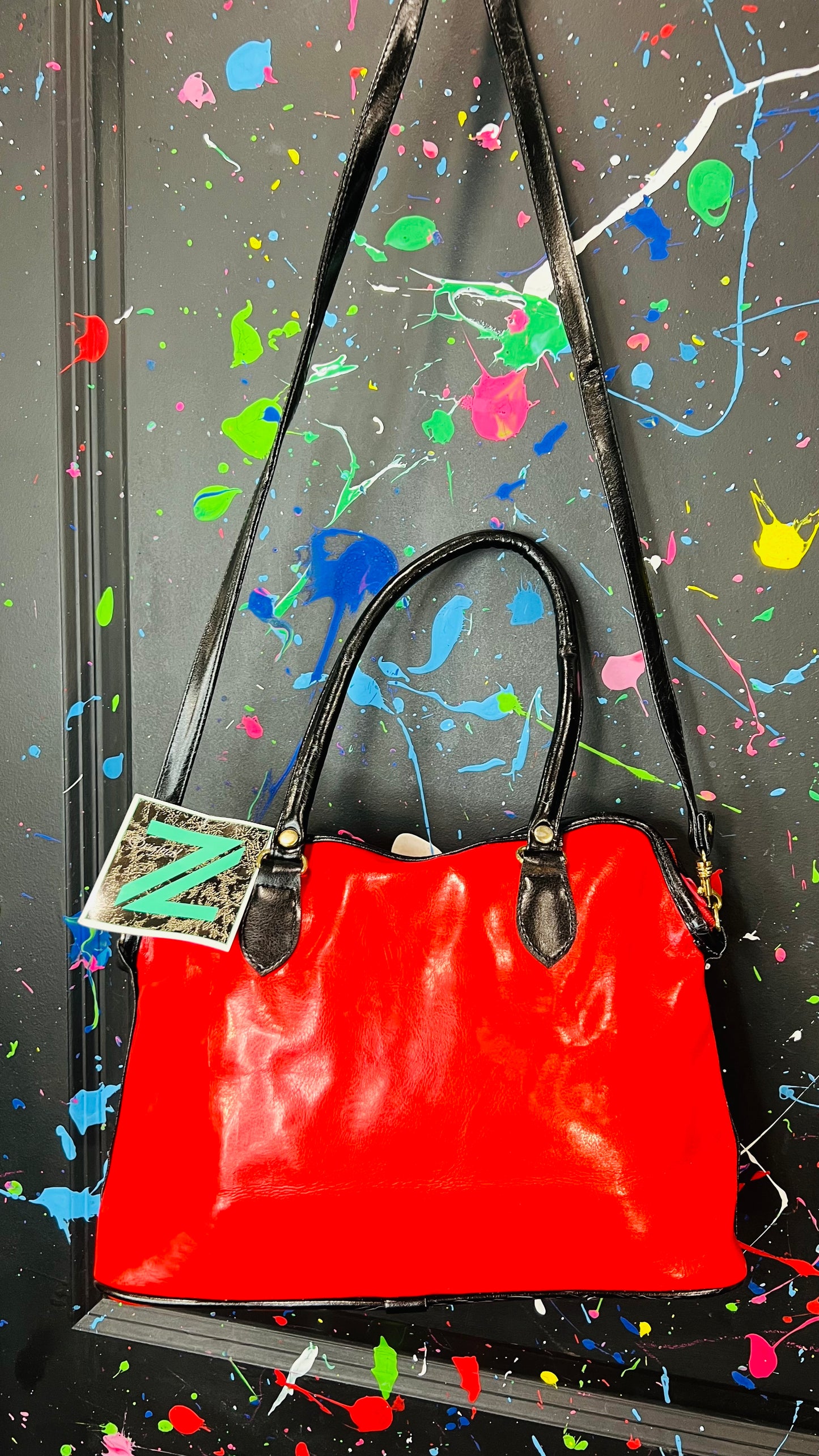 Vintage Black & Red Studded Purse (Deadstock/ New w/tags)