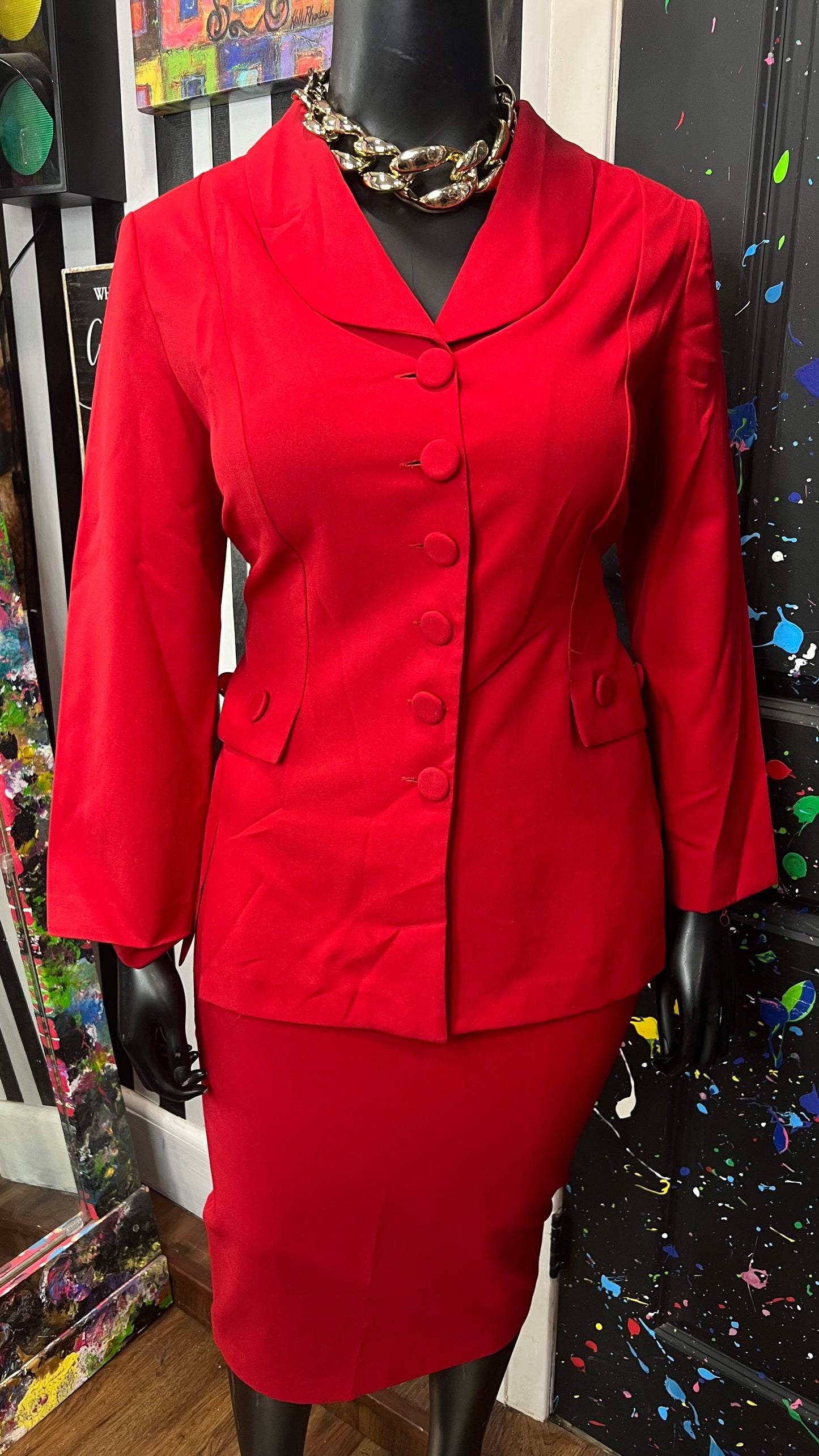 Vintage Red Skirt Suit (18/20)