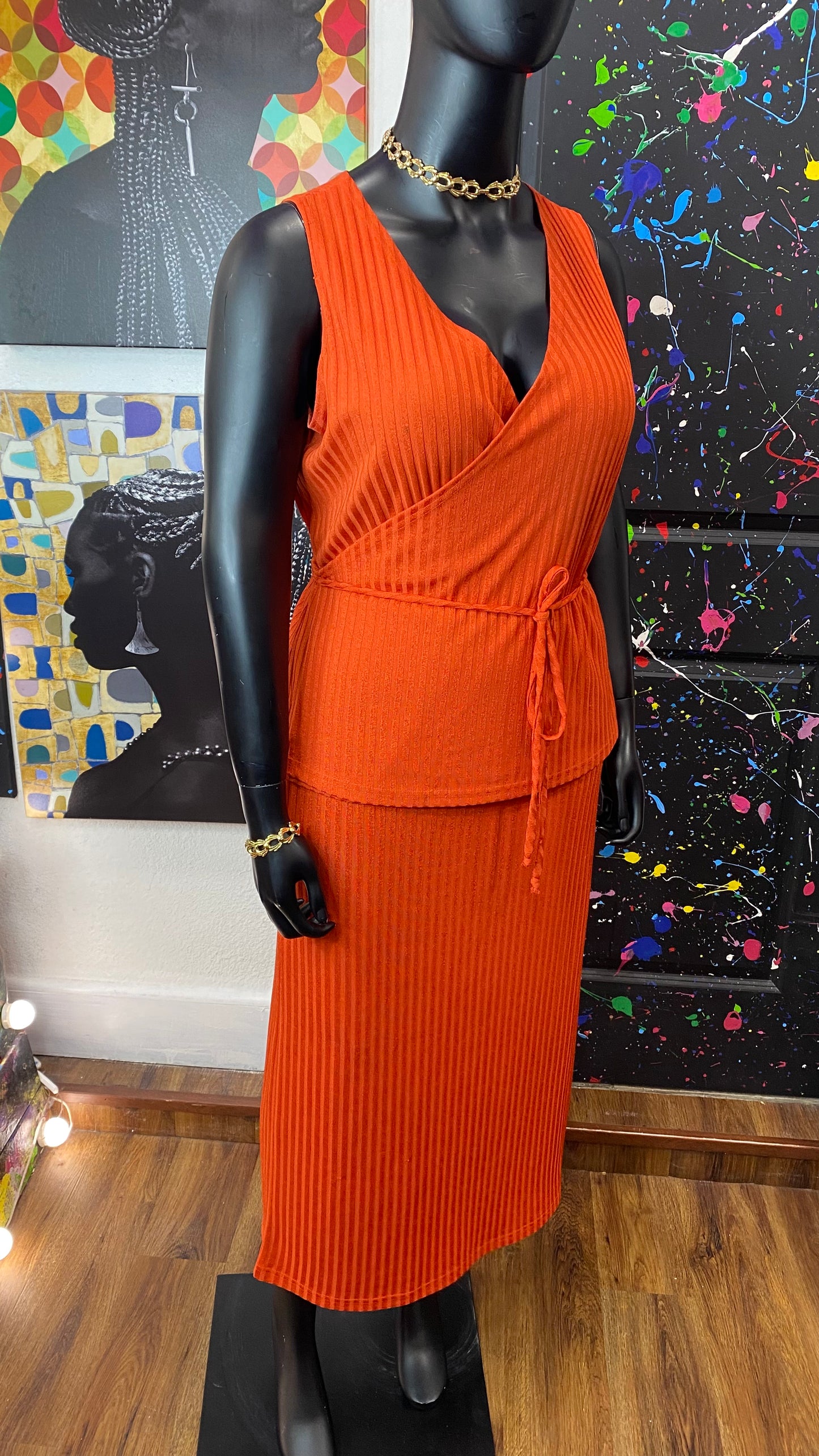 Vintage Orange Striped 2 piece Set