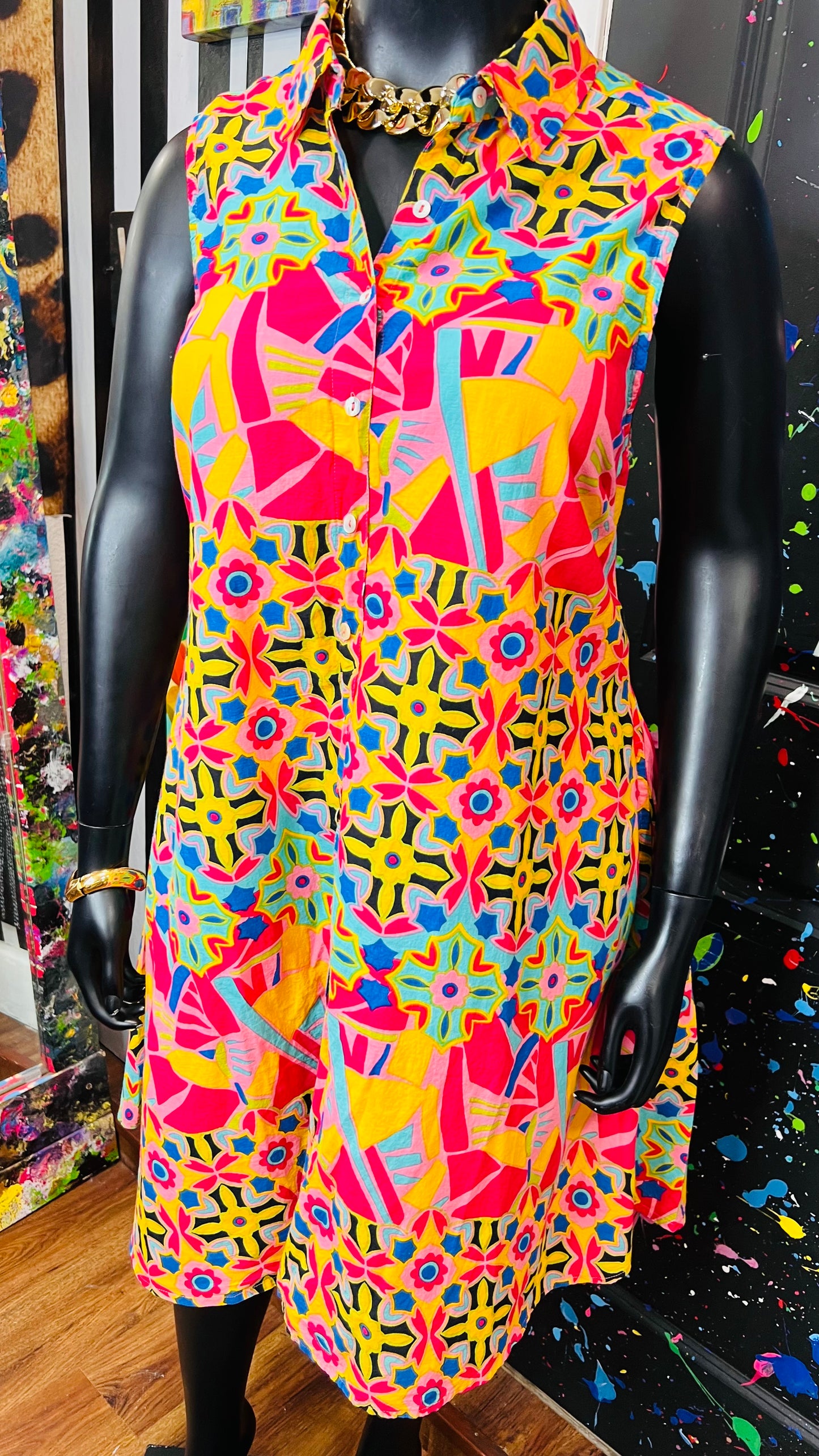 Rayon Abstract Print Dress (18)