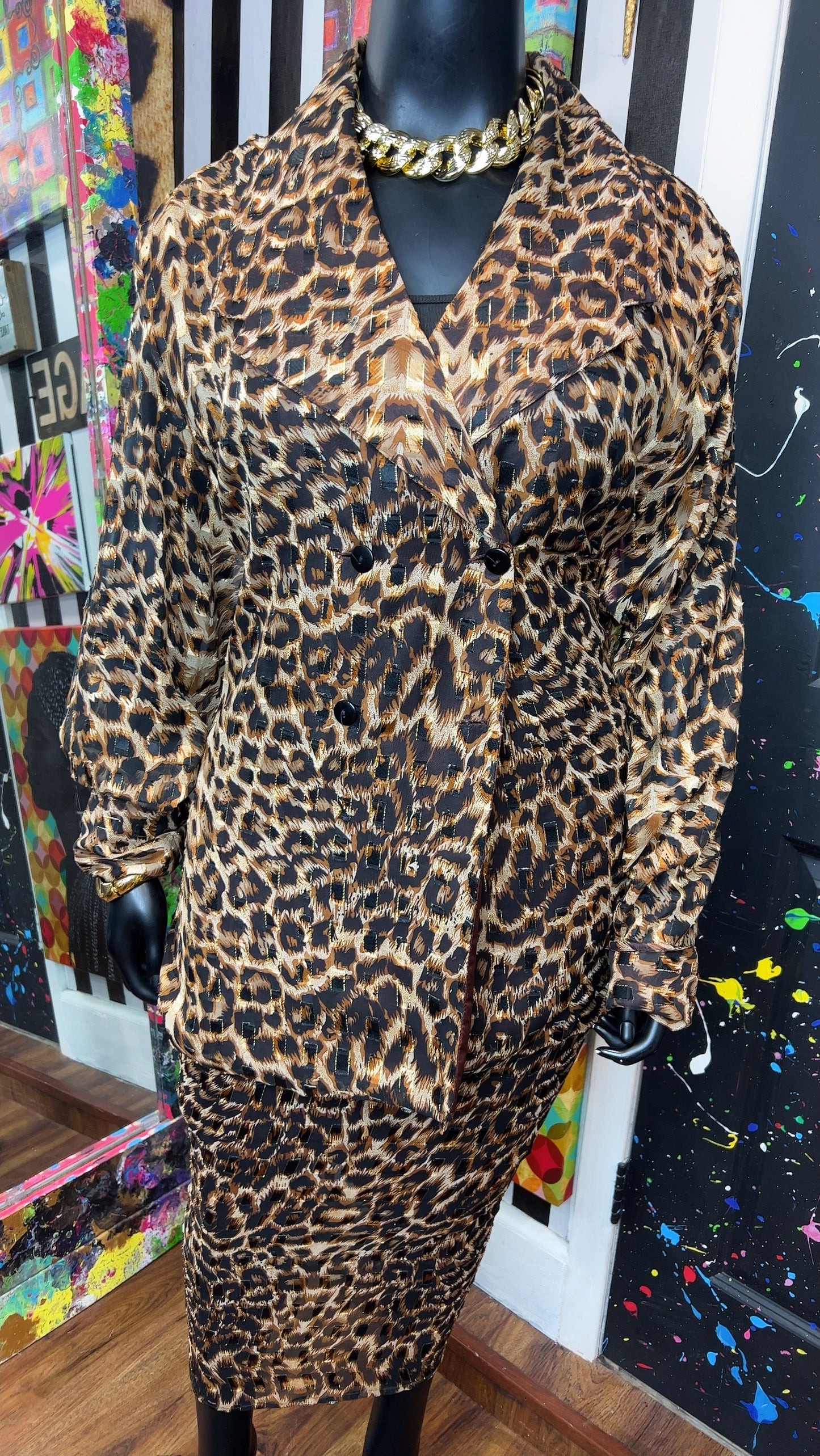 Vintage Animal Print Skirt Set (24)