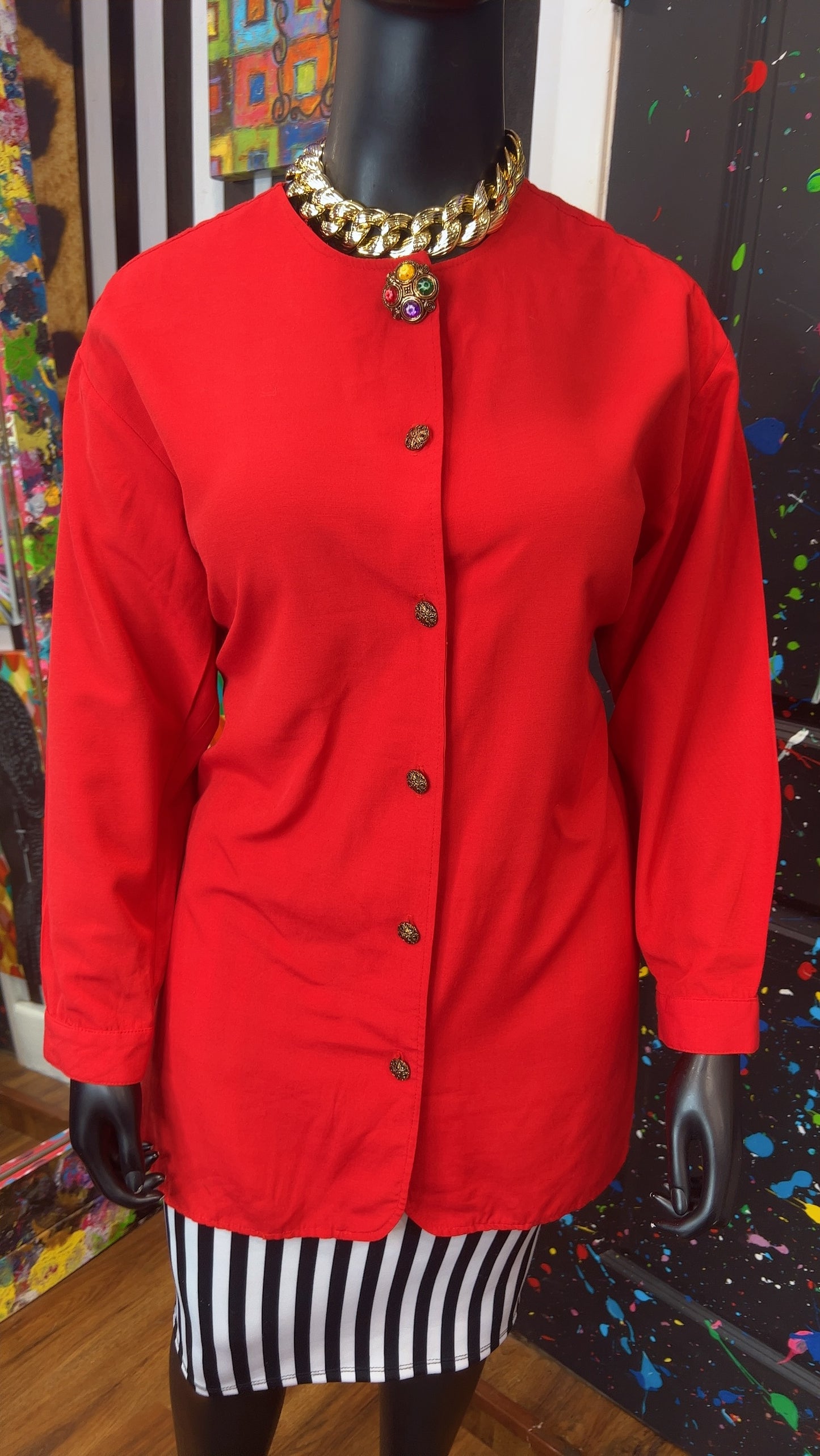 Vintage Red Blouse w/ Jewel Blouse (18)