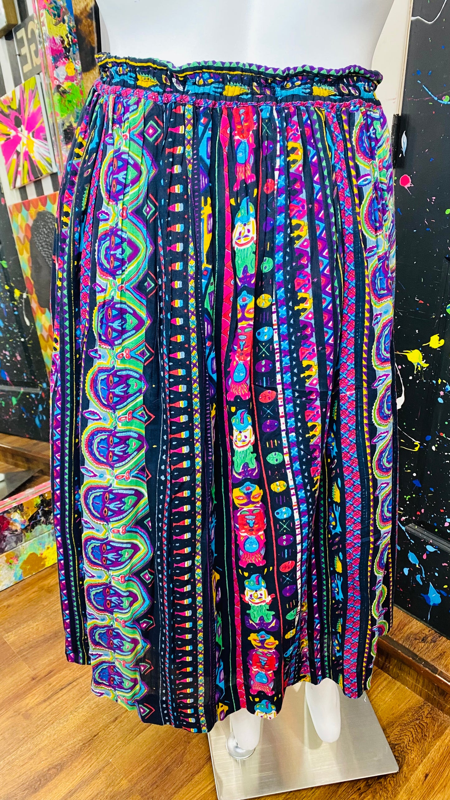 Vintage Rayon Faces Skirt (16)