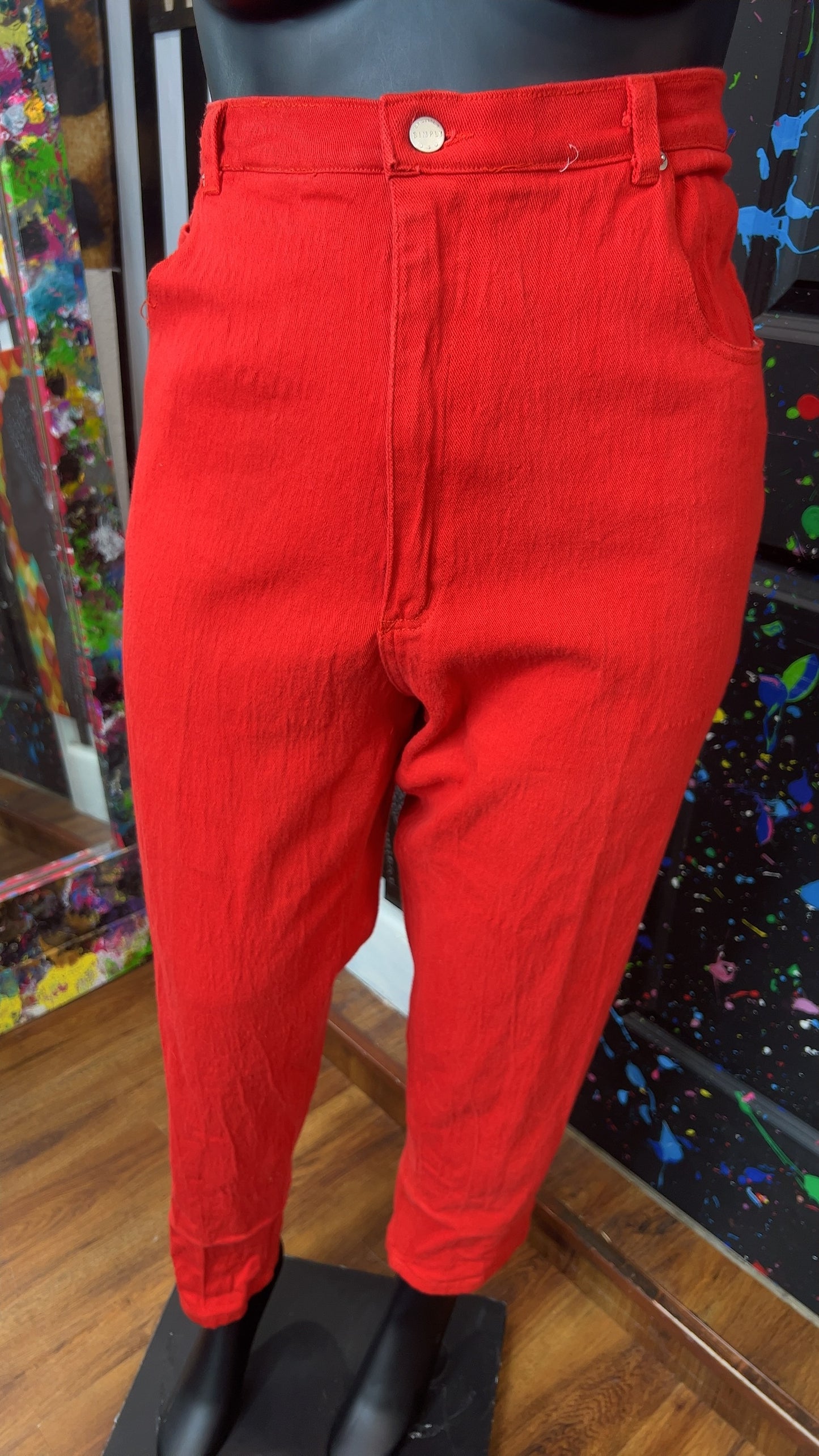 Vintage Red Jeans- Does Stretch (22)