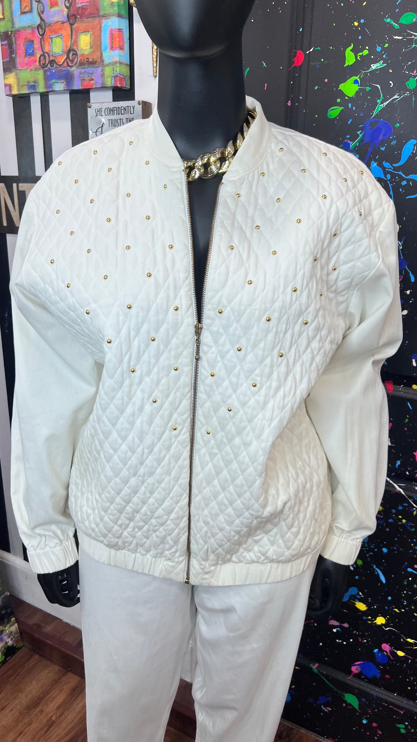 Vintage White & Gold Studds Pants Set (20)