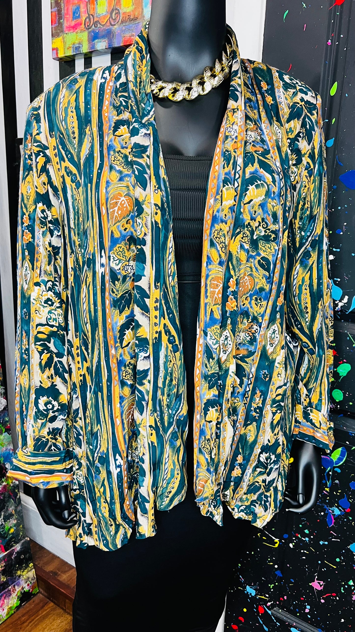 Vintage Rayon Abstract Duster (22)